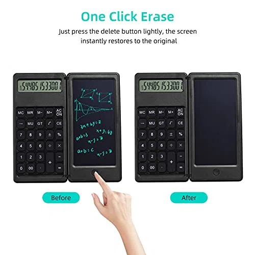 Calculadora de 6 pulgadas Calculadora financiera de escritorio Tableta de escritura LCD Bloc de dibujo digital Calculadora plegable Pantalla de 12 dígitos con lápiz óptico Botón de borrado para uso d