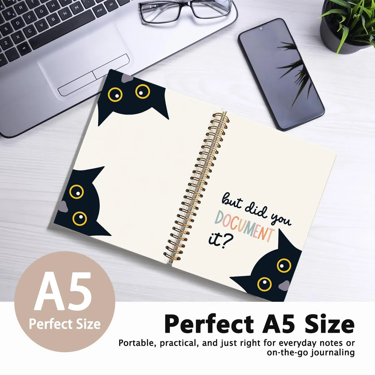 Divertido cuaderno de gato negro, cuadernos de oficina para tomar notas, diario de trabajo para mujeres y hombres, pero ¿lo documentas?, diarios de gatitos para escribir, suministros de oficina