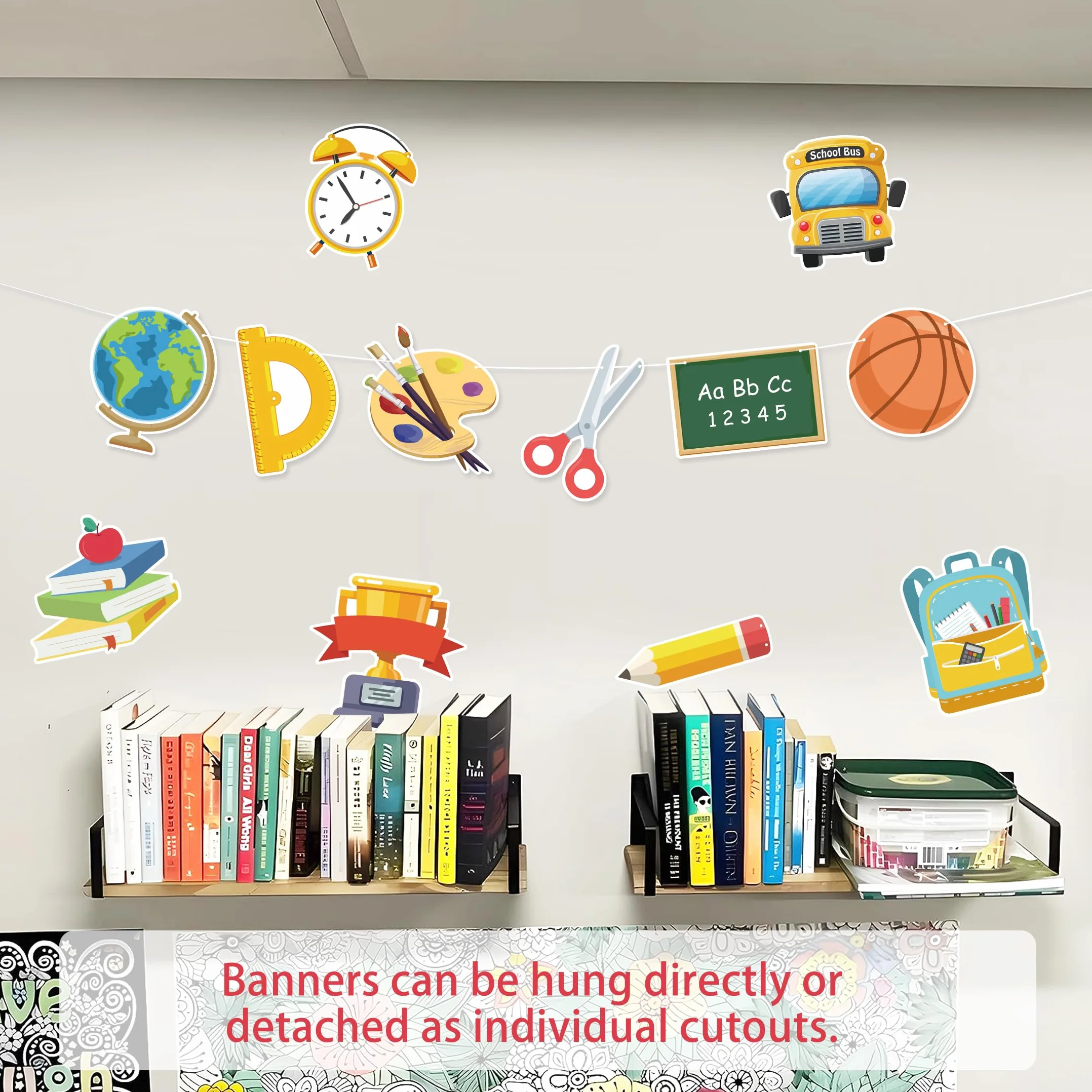 2 pancartas de papel para decoración de regreso a clases
