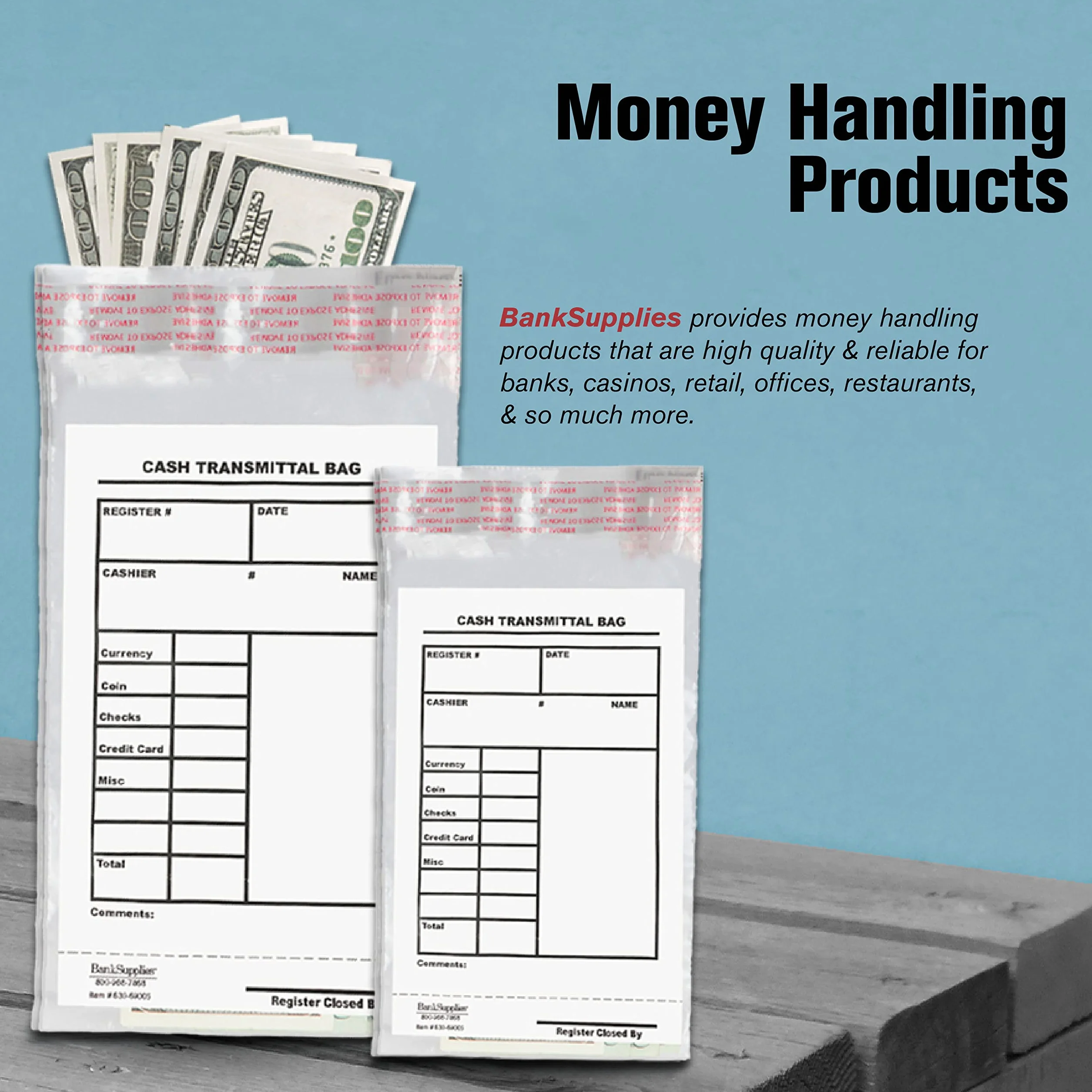 BankSupplies Cash Transmittal Bags | Tamper Evident | 6W x 9H | Case of 100 | Clear Polyurethane Film & Side Weld Seams | Audit Friendly | For Currency, Coin, Checks & Receipts