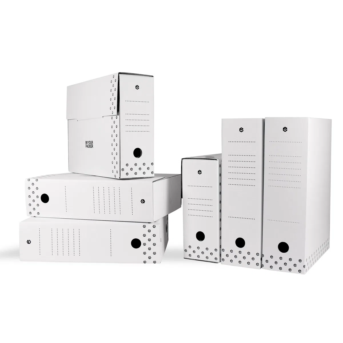20 Cajas Archivo Definitivo A4 de Cartón Blanco Plegables y Automontables | Caja Archivadora Documentos Blanca | Organizador de Documentos A4 en vertical y horizontal | 35x25x10 cm