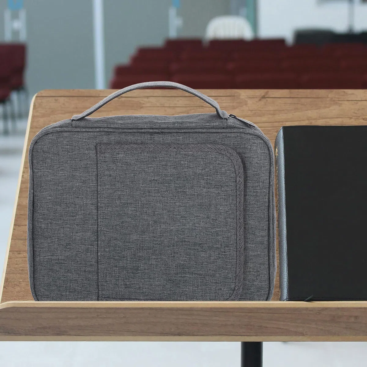 NUOBESTY Estuche Bíblico de Poliéster con Soporte y Asa, Funda Protectora Portátil para Biblia y Cuadernos, Adecuado para Estudio Bíblico y Retiros, Pack de 2 Piezas