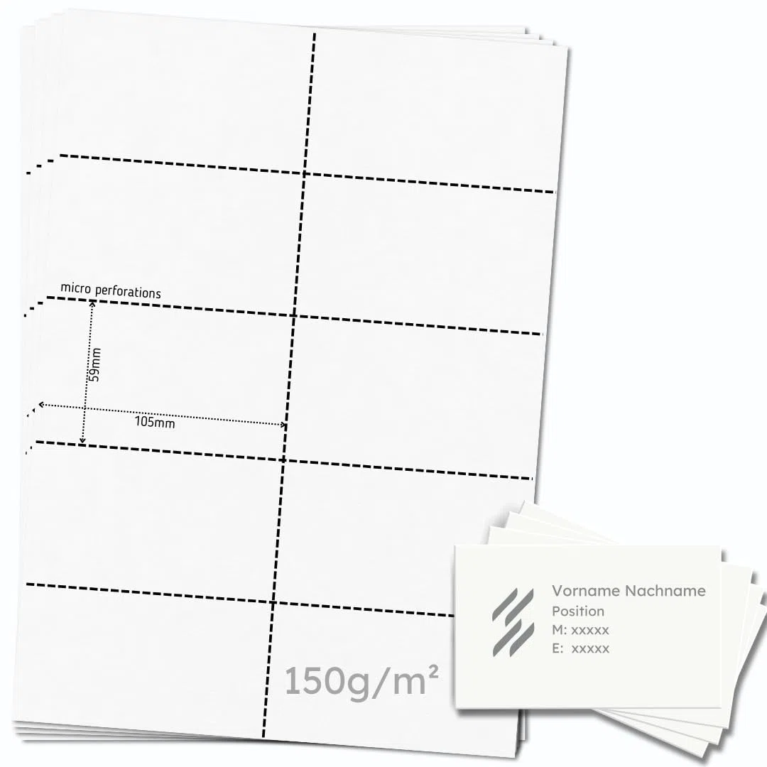 OfficeGear Tarjetas de visita imprimibles de 10 en adelante (55 hojas, paquete de 550) de 59 mm x 105 mm, tarjetas perforadas imprimibles personalizadas de 150 g/m²
