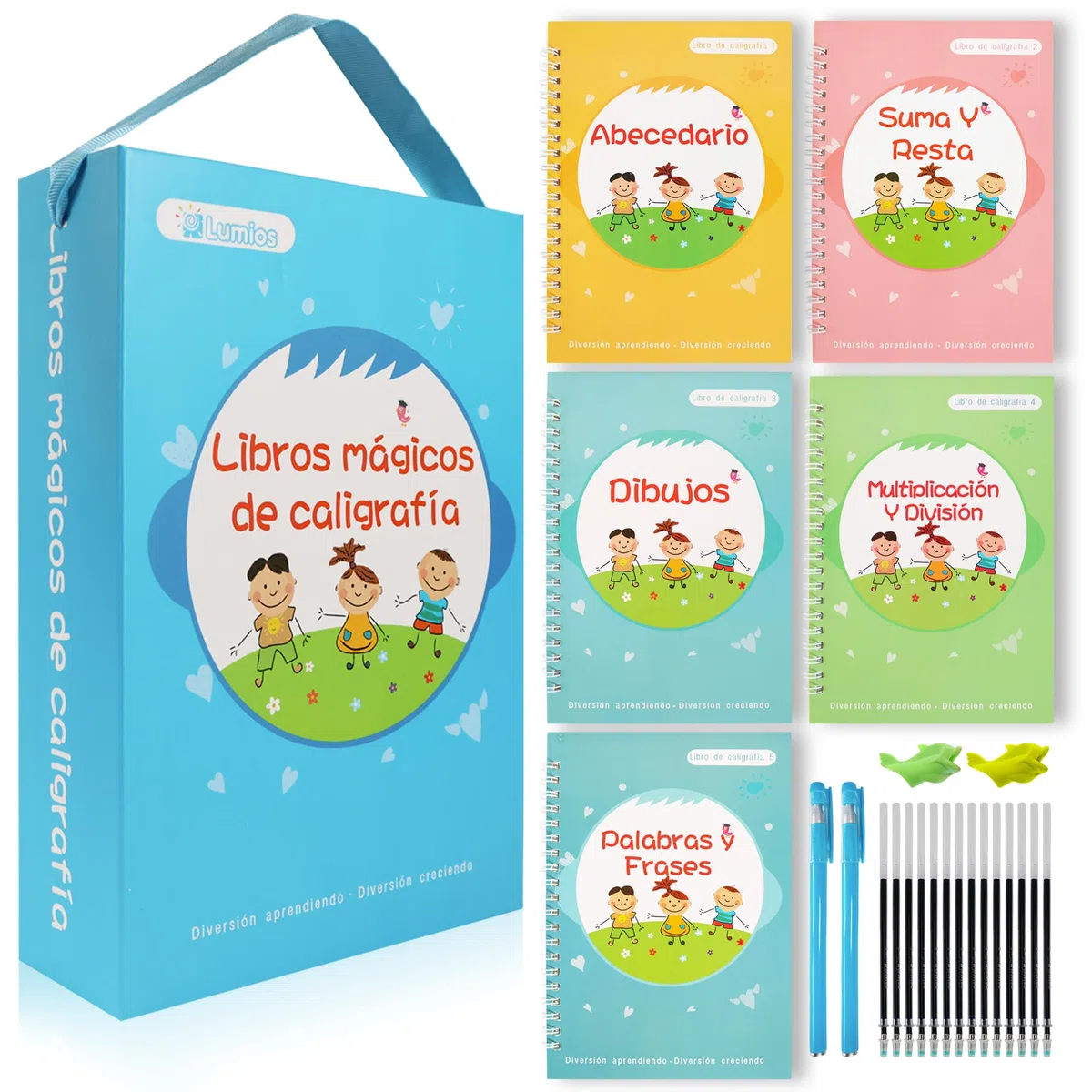 5 libros de caligrafía niños Aprende a escribir Cuaderno de trazado mágico Método Groove Alfabeto Números Dibujos