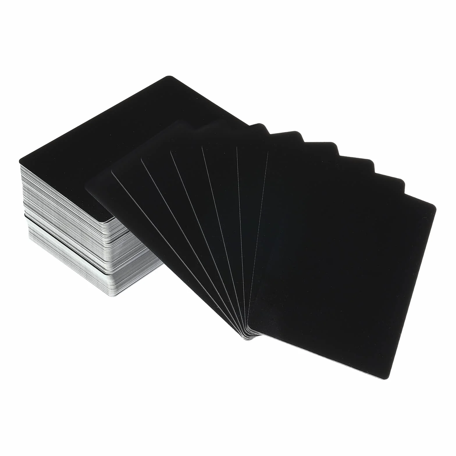 PATIKIL 100 Paquete Metal Negocios Tarjetas En Blanco, 0,45mm Grosor 3,4x2,1 Pulgadas Aluminio Grabar Imprimible Nombre Tarjeta para Personalizar Bricolaje, Negro