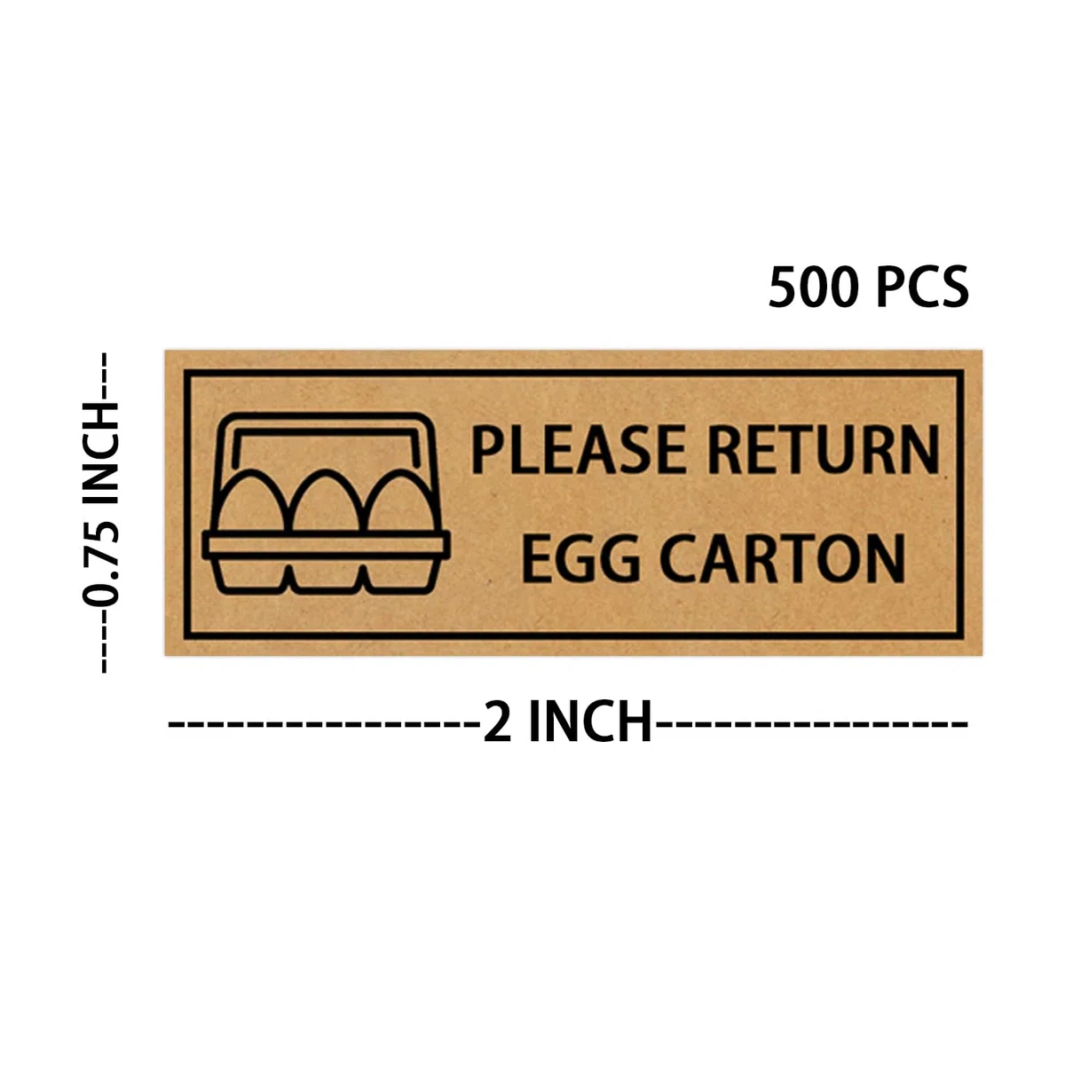 500 etiquetas adhesivas reutilizables de papel kraft de 1.9 x 5.1 cm para devolución de cartón de huevos, suministros de embalaje de huevos frescos de granja, calcomanías duraderas para granjas