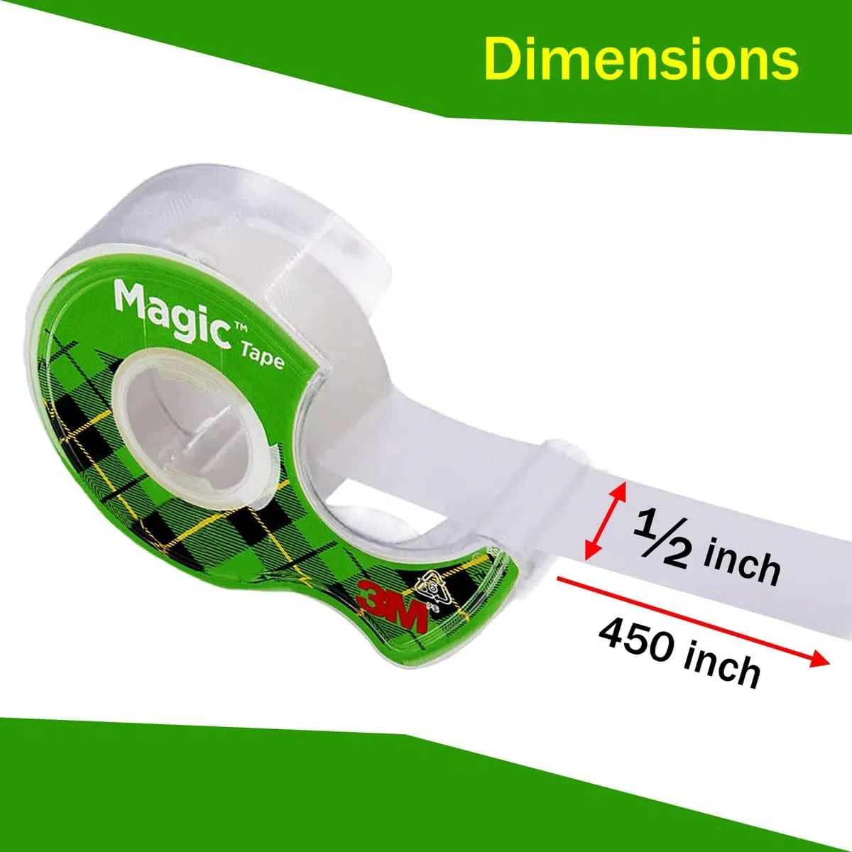 Scotch Magic Tape, 3 rollos de cinta adhesiva con dispensador de cinta, cinta invisible, cinta transparente, rollos de cinta adhesiva de 1/2 x 450 pulgadas + tijeras multiusos