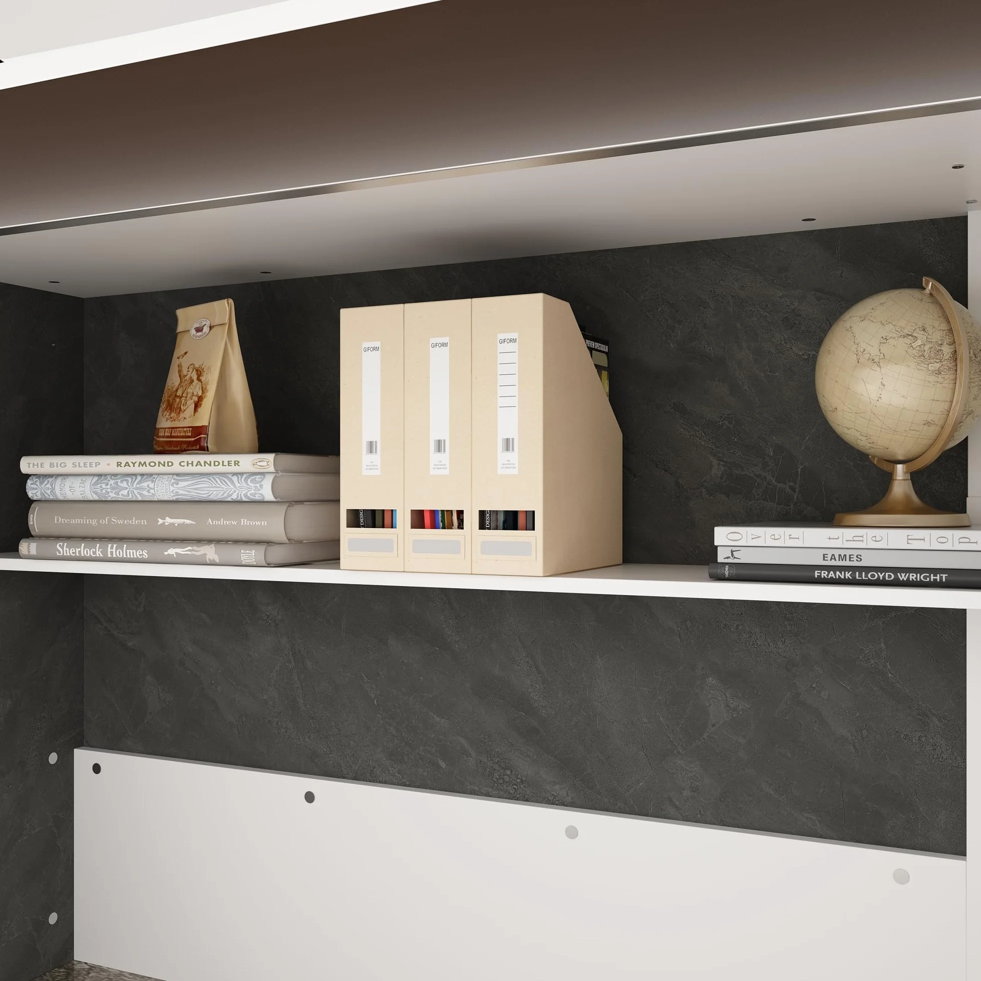 Mostrador de recepción, mostrador de recepción con 6 estantes, mostrador de recepción, mostrador de tienda, mostrador de venta con cajón de teclado, mueble de recepción, MDF, 220 x 60 x 110