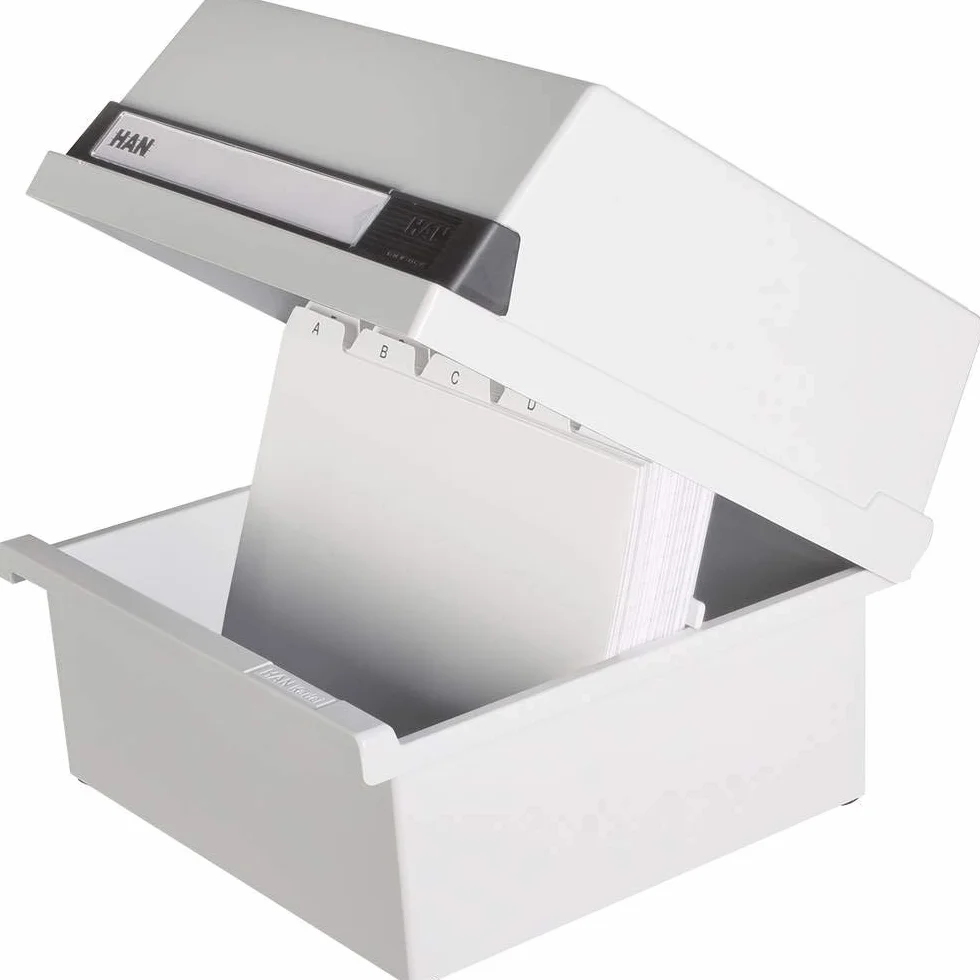 Han 965-11 - Cajón para tarjetas (capacidad para 800 tarjetas, tamaño A5 horizontal, 235 x 190 x 250 mm), color gris