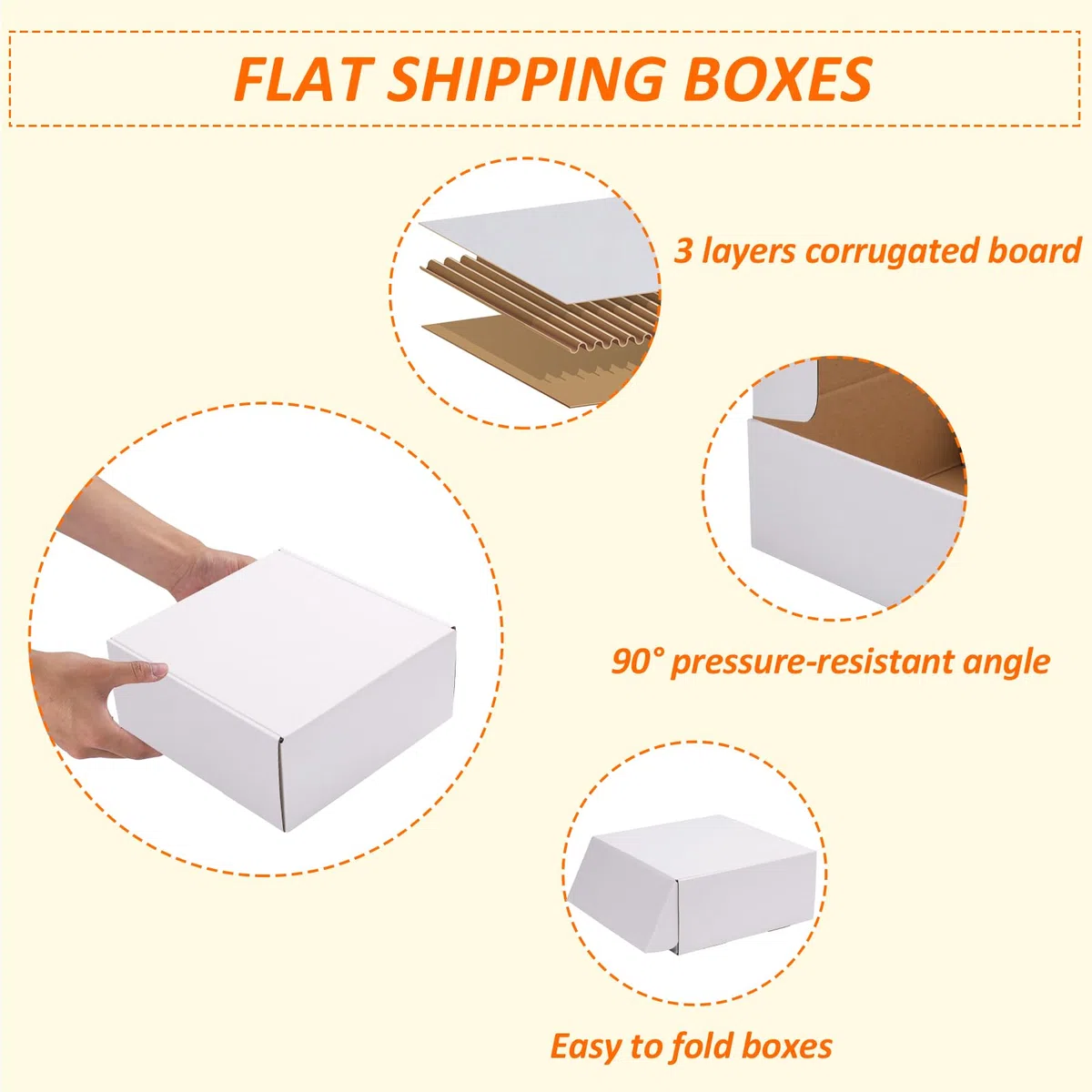 HORLIMER Juego de 25 cajas de envío de 22,8 x 22,8 x 10,16 cm, cartón corrugado blanco