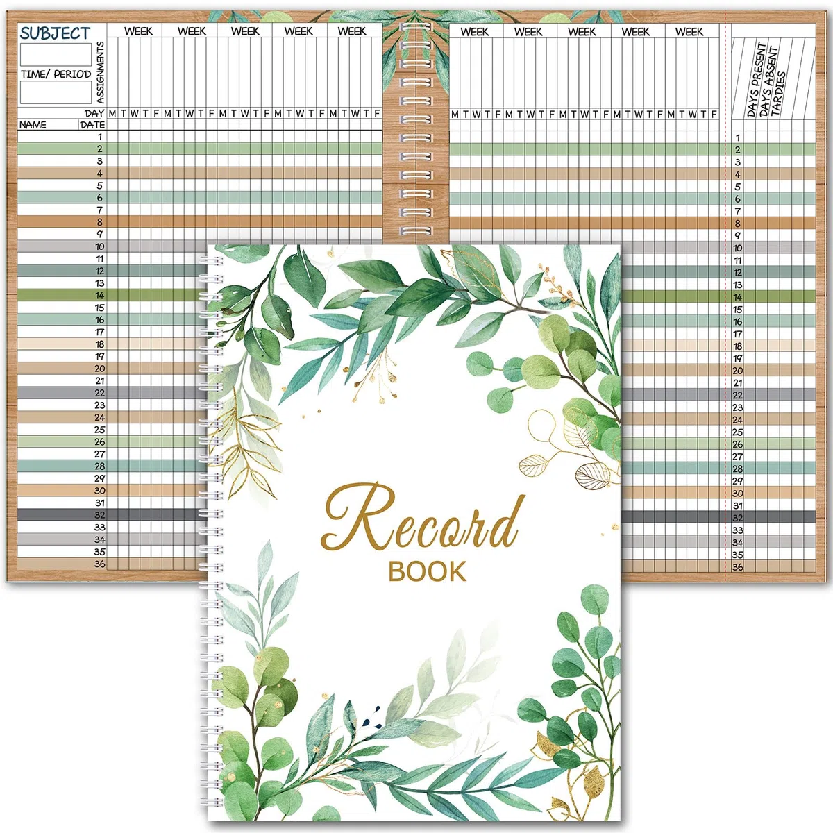 Fuyoooo Libro de registro bohemio para profesores, libro de registro encuadernado en espiral, libro de notas, suministros de oficina, regalo para profesores, aula, decoración bohemia, impresión a