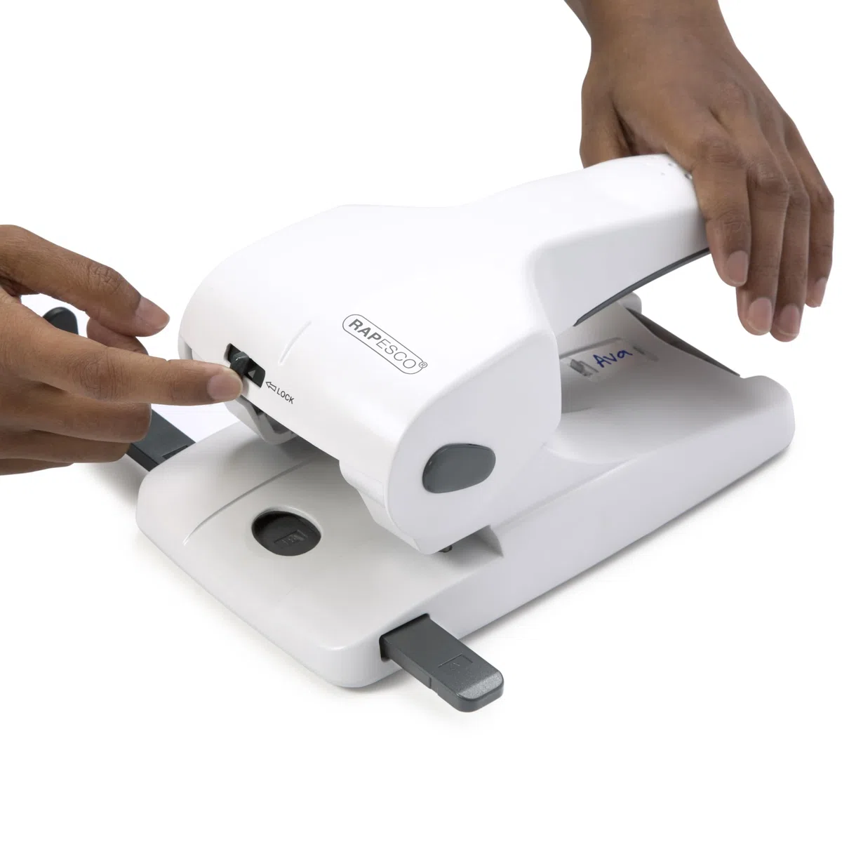 Rapesco 1383 Perforadora de 2 Agujeros de Gruesos Zero-65, Metal | Capacidad 65 Hojas, Blanco Mate