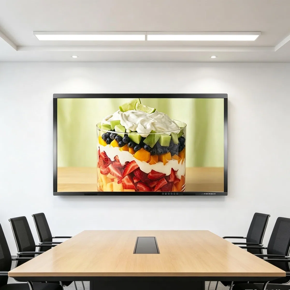Pantalla táctil inteligente para reuniones empresariales Modo de doble sistemas Panel IPS 4K recubierto con capa superficial mate antirreflejo para Aulas Oficina(1260 * 770mm/49.6 * 30.31in)