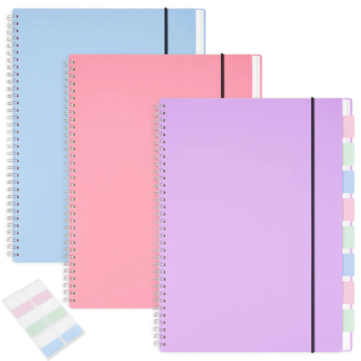 MSTONAL Paquete de 3 cuadernos en espiral, cuaderno grande con rayas universitarias de 8.5 x 11 pulgadas, 100 g/m², 7 mm, 80 hojas/160 páginas, cuaderno rayado universitario para escuela, oficina,