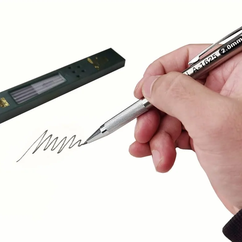 Lápiz mecánico de Metal de 2,0 mm, lápiz automático, Minas reemplazables 2B y HB, lápiz automático para Arte (1 lápiz) (4 Minas HB)
