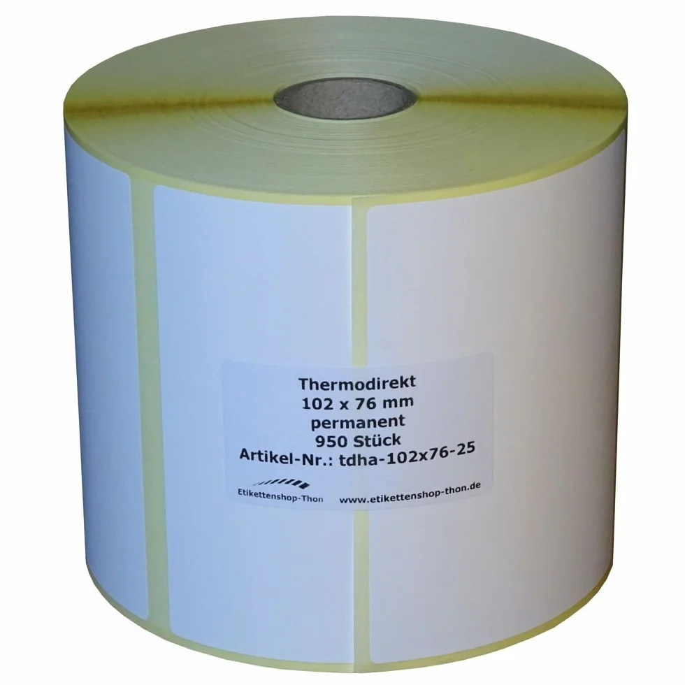 térmica etiquetas en rollo – 102 X 76 – mm – 4.750 pieza – Hülse 25 mm – Permanente