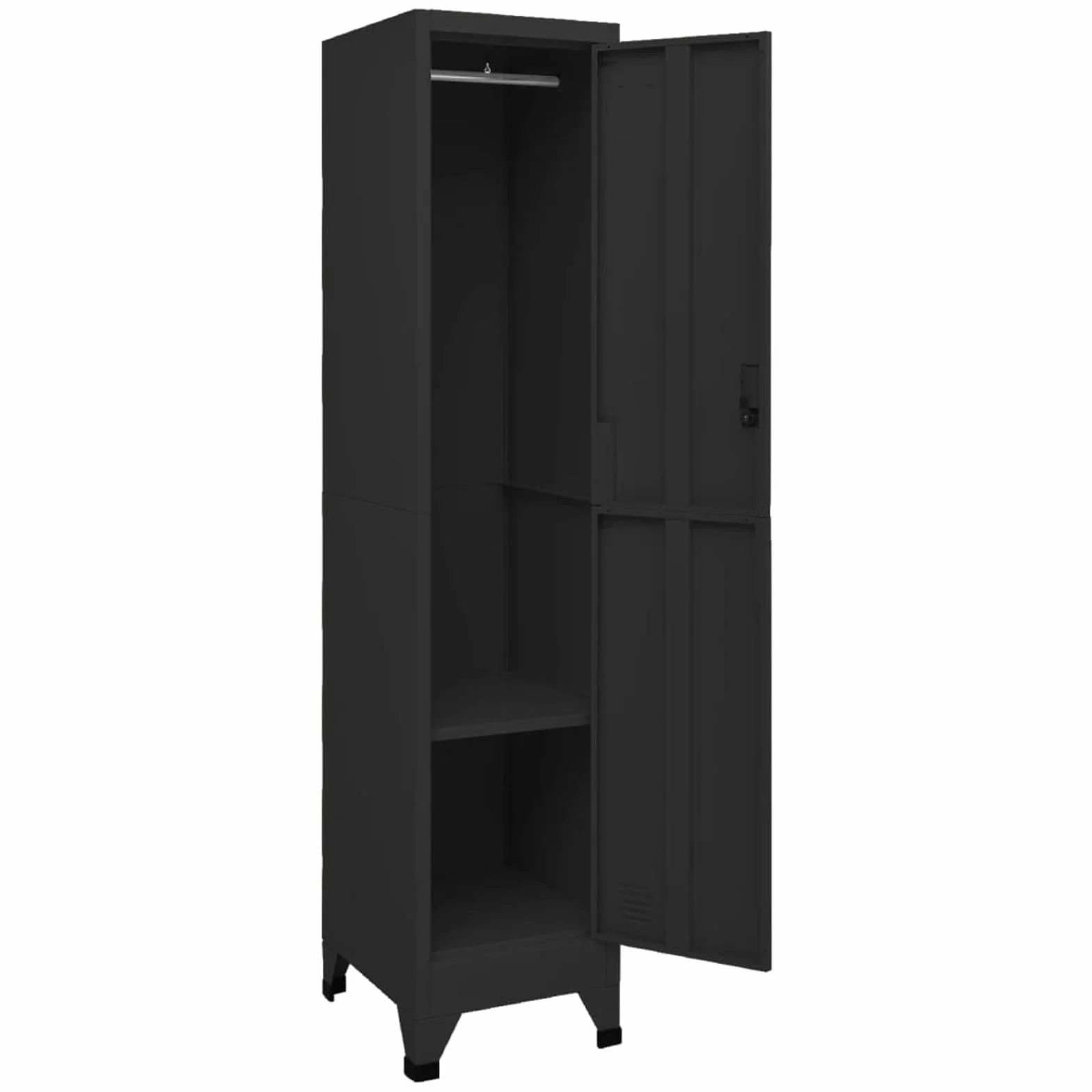 Taquilla de Acero Negro 38x45x180 cm Armario Taquilla Metalico Vestuario