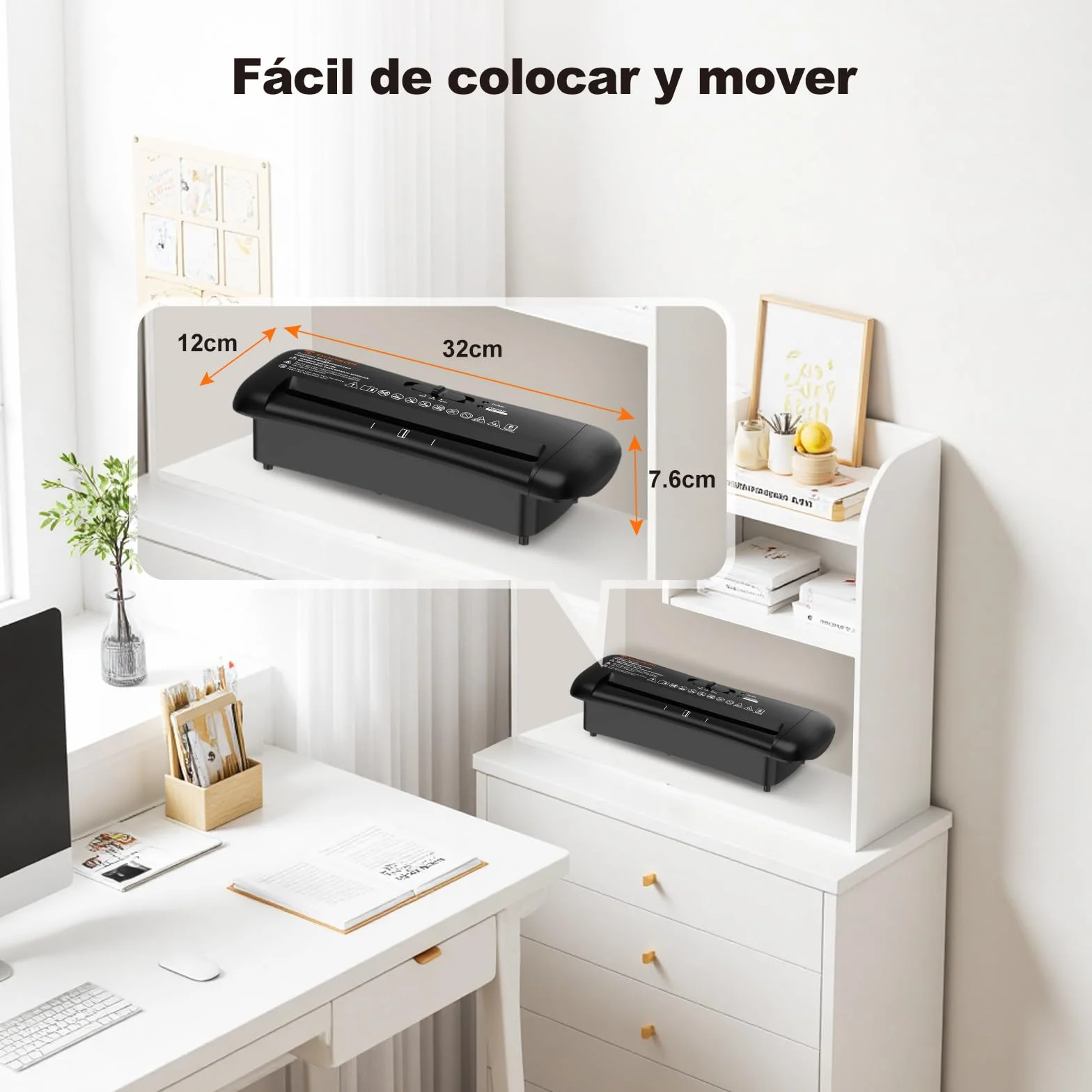 Bonsaii Trituradora de Papel, Corte en Tiras de 6 mm, hasta 6 Hojas, Compatible con Papeleras de 28-42 cm, Destruye Papel y Tarjetas de Crédito, Protección contra Sobrecalentamiento, Compacta S119-A