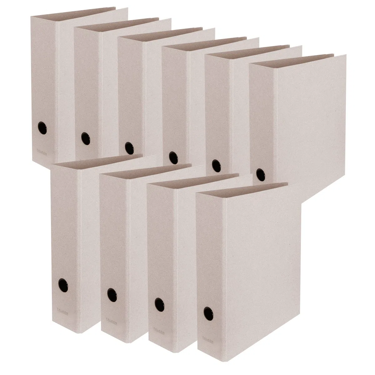 FALKEN Pure Raw - Archivador vegano (10 unidades, 8 cm de ancho, DIN A4, color gris natural, purista, ecológico, ecológico, carpeta de oficina Briefordner, 22001576
