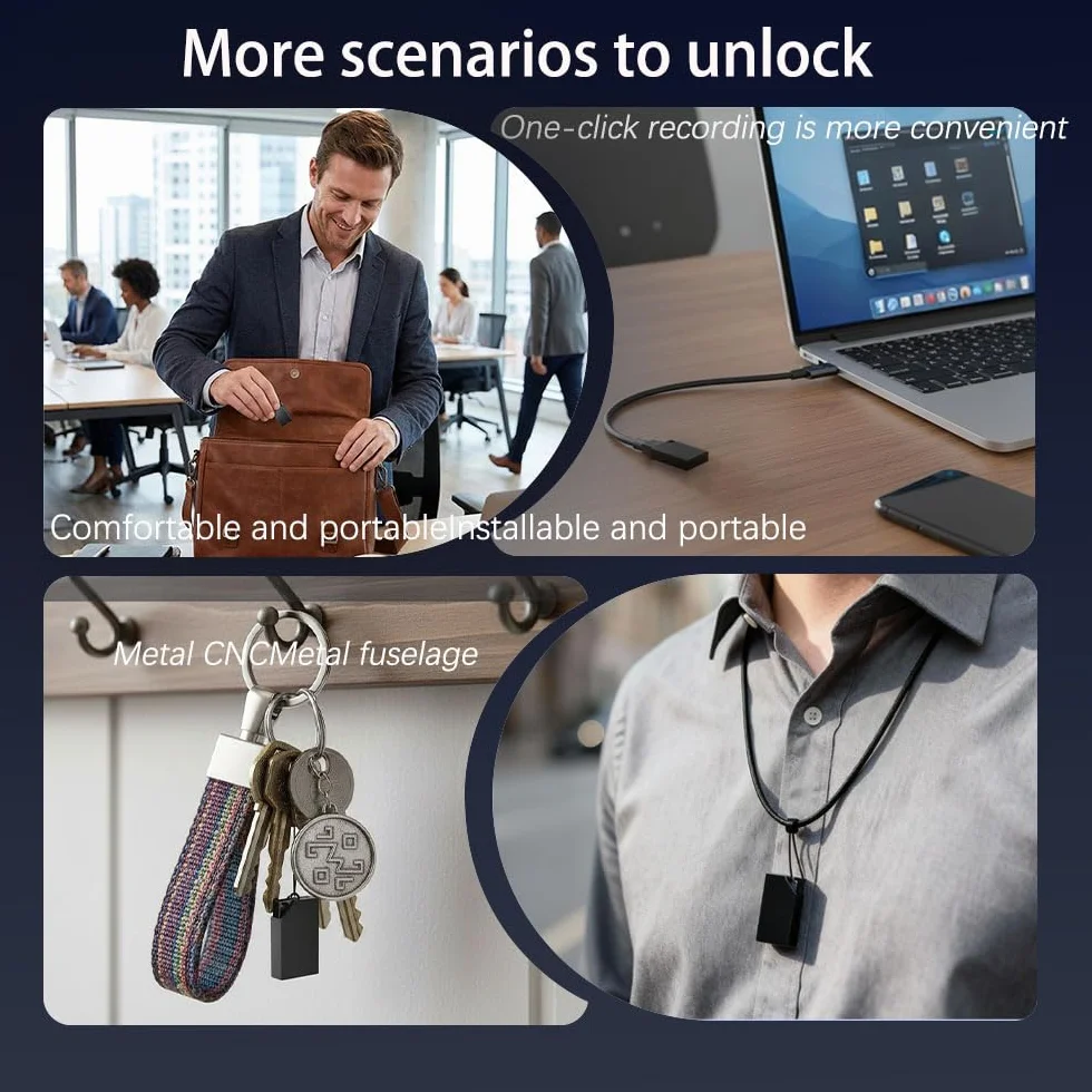 Grabadora de Voz Espia 64GB Recargable por USB Activación por Voz Mini Oculta