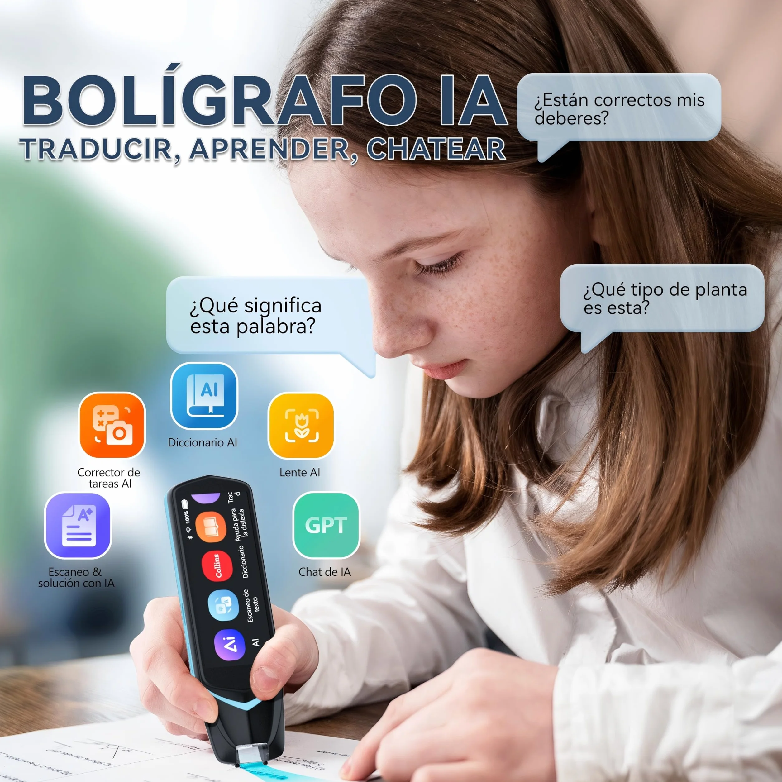 NEWYES Lápiz Escáner| Independiente inalámbrico| Pantalla táctil LCD| Lápiz de Lectura OCR| Traductor multilingüe| Voz y escaneo a Texto
