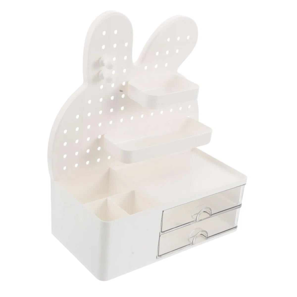 Veemoon Organizador de Escritorio con Forma de Conejo Cute Caja de Almacenamiento con Cajones Estante de Perforación para de Oficina y Papelería Accesorio de Escritorio Divertido y