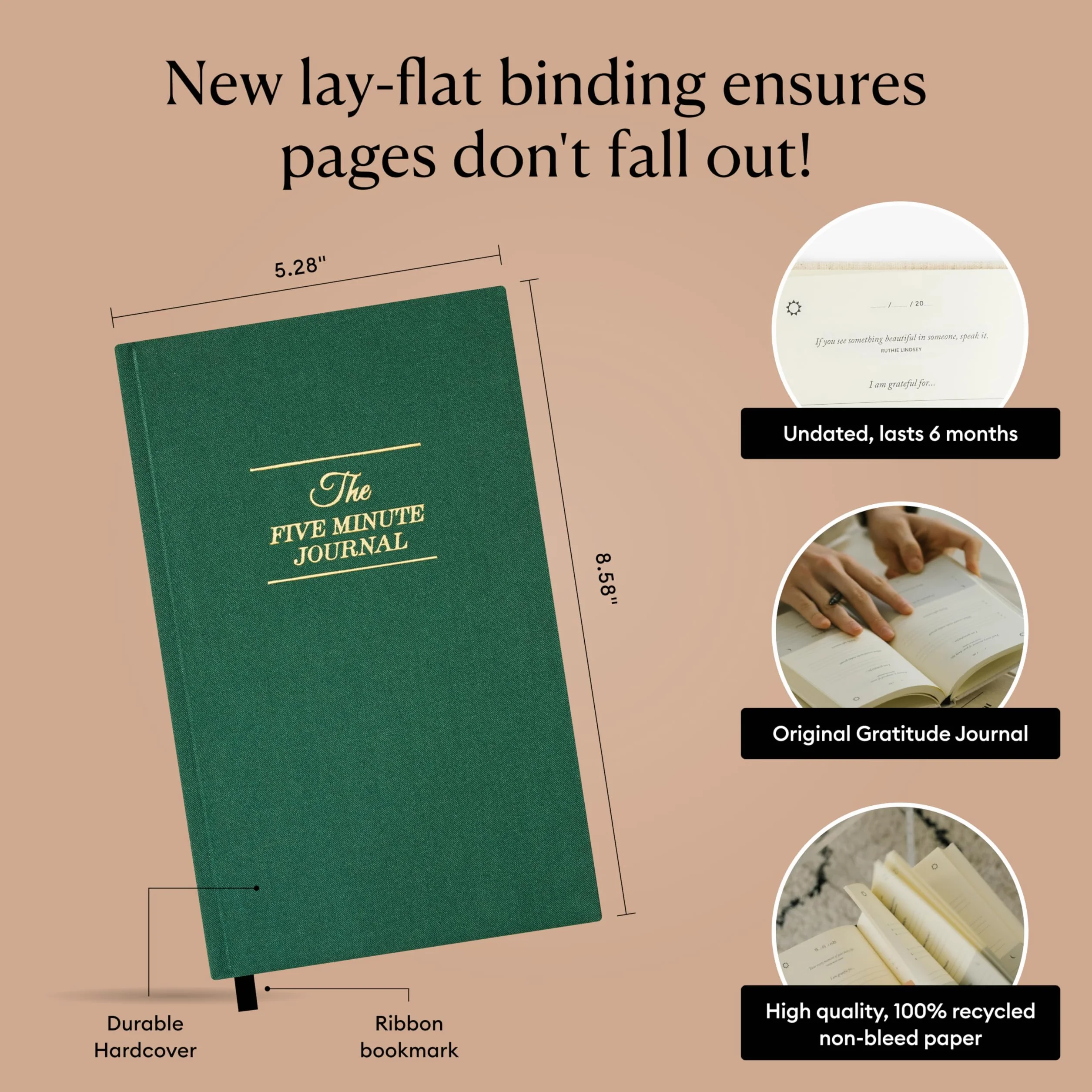 Intelligent Change The Five Minute Journal Original Daily Gratitude Journal for Happiness Mindfulness Reflection Daily Affirmations Undated Life Planner