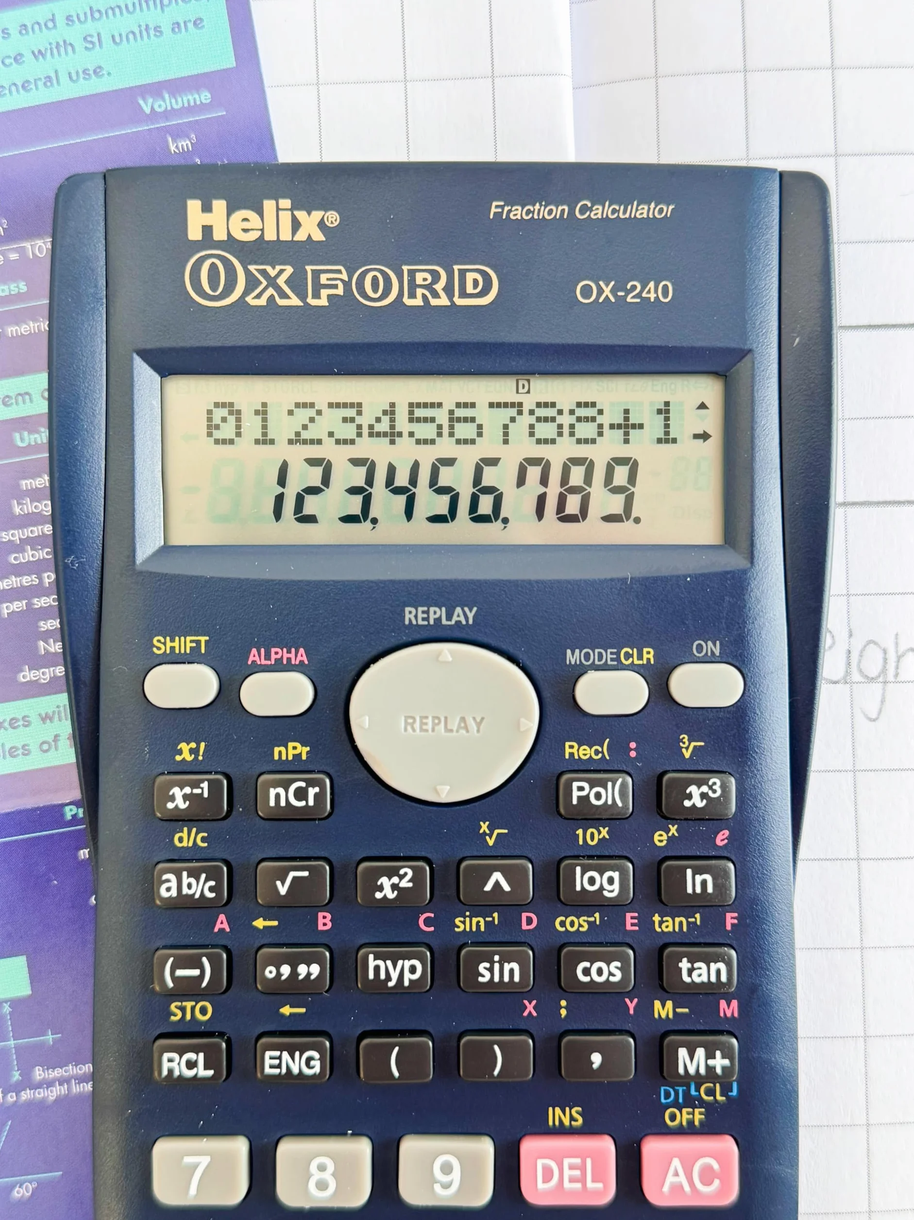 Helix Oxford RC2072 - Calculadora científica (240 funciones), color azul oscuro