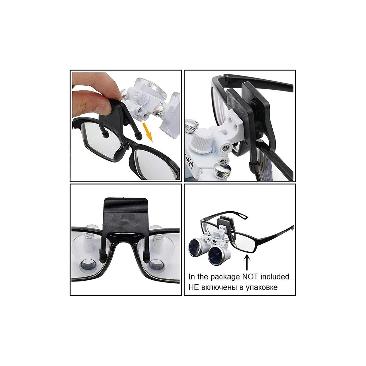 Lupas con Montura para la Cabeza, lupas con luz, Lupa con Clip de 3,5 aumentos, Lupa Binocular para Laboratorio