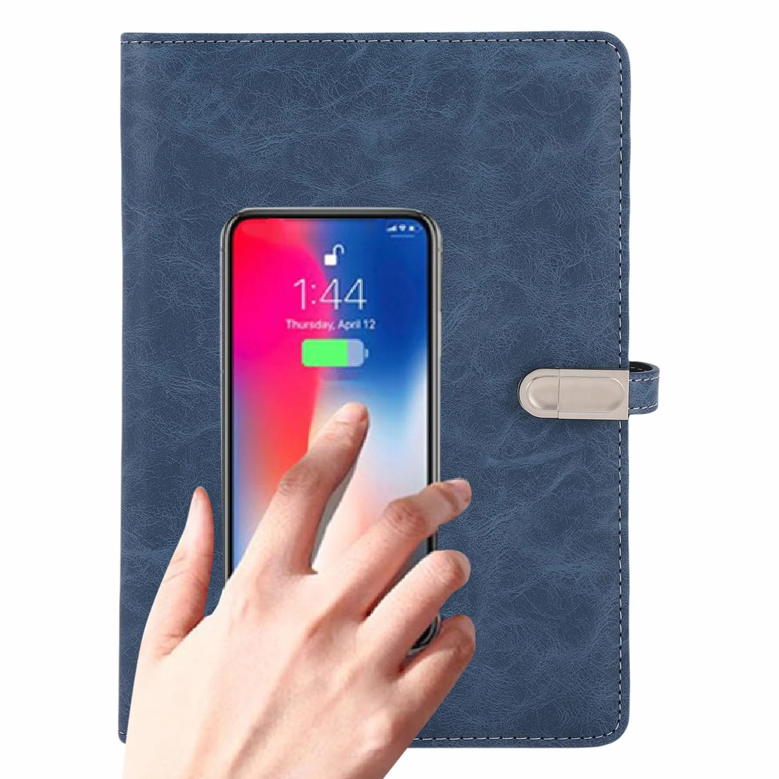 Tissting Cuaderno Carga Inalámbrica 80 Hojas 8000mAh Batería - Organizador Multifunción con Luz Nocturna 16GB Disco Memoria para Trabajo Escuela