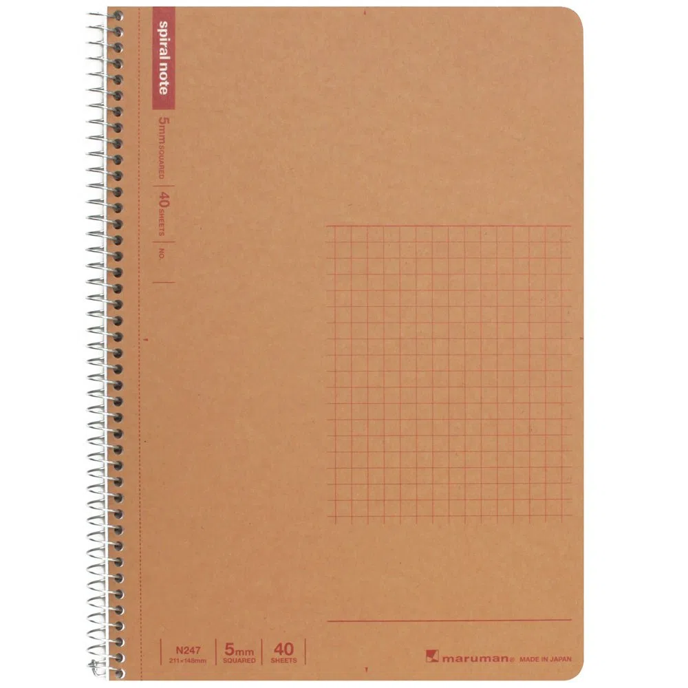 Maruman N247 - Cuaderno de anillas (5 mm), cuadrícula, básico, A5, 40 hojas, juego de 10