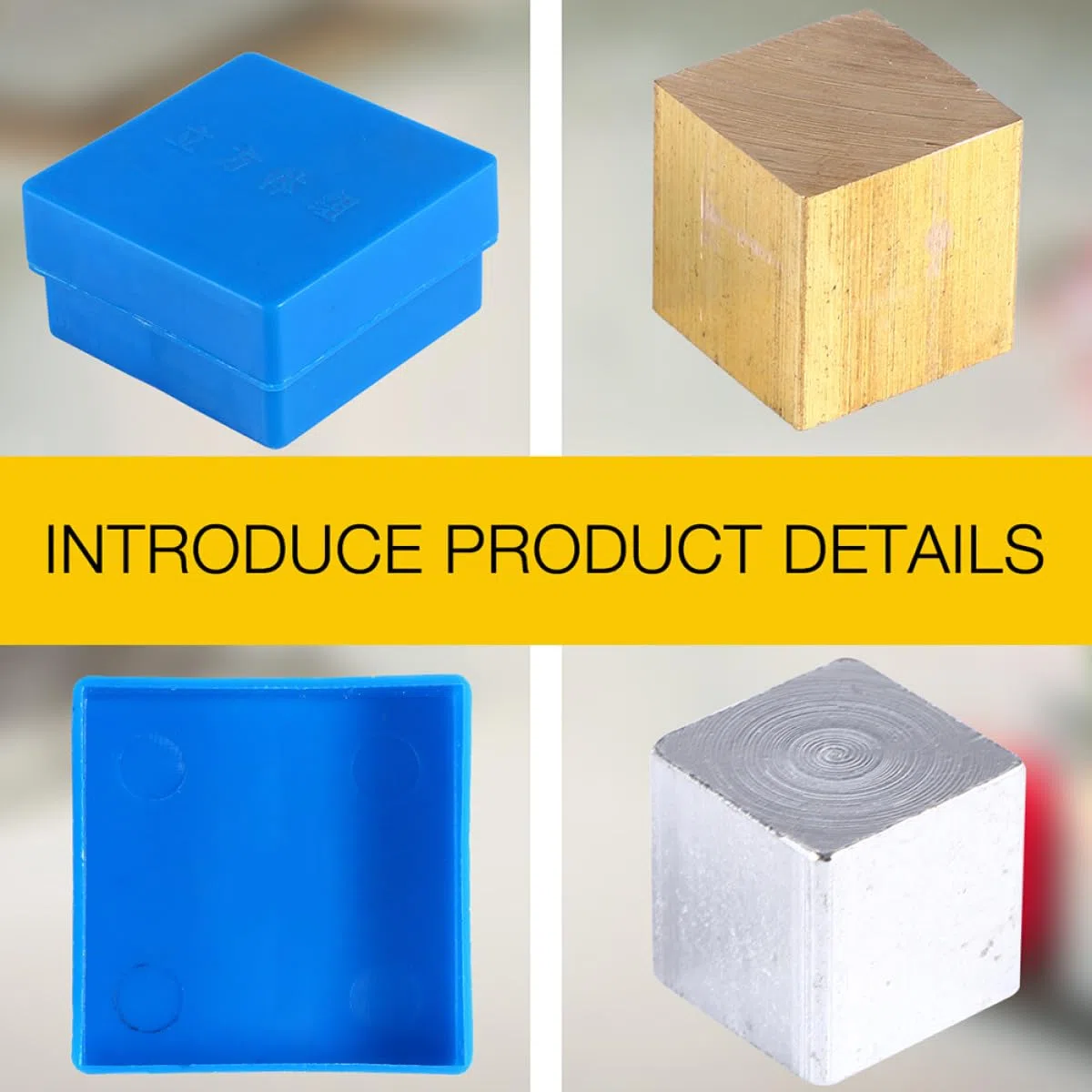 Cubos Metálicos para Estudiar Densidad de Cobre, Hierro y Aluminio Juego de 8 Almacenamiento Plástico Compacto en Aulas de Física