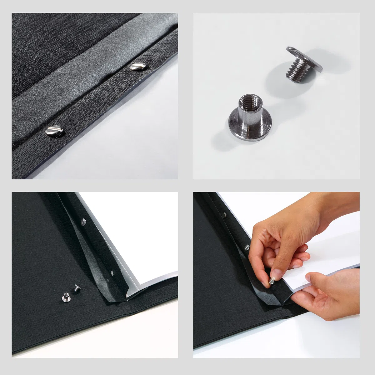 SIGEL SM135 Cubierta para carta con fijación tornillos de sujeción, para A5, 5 unds. | SM135 - Encuadernación de rosca, piel sintética con aspecto de lino, color negro