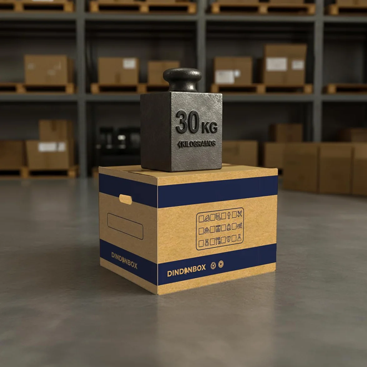 Cajas de Cartón para Mudanza 60x40x40cm con Precinto y Asas, Cartón Corrugado Reciclado