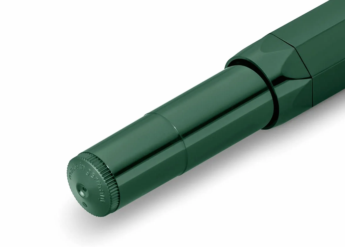 Kaweco Classic Sport Pluma estilogr?fica con plum?n de acero chapado en oro de 23 quilates y punta de iridio para cartuchos de tinta I Kaweco Sport de 13,5 cm (fino, verde)