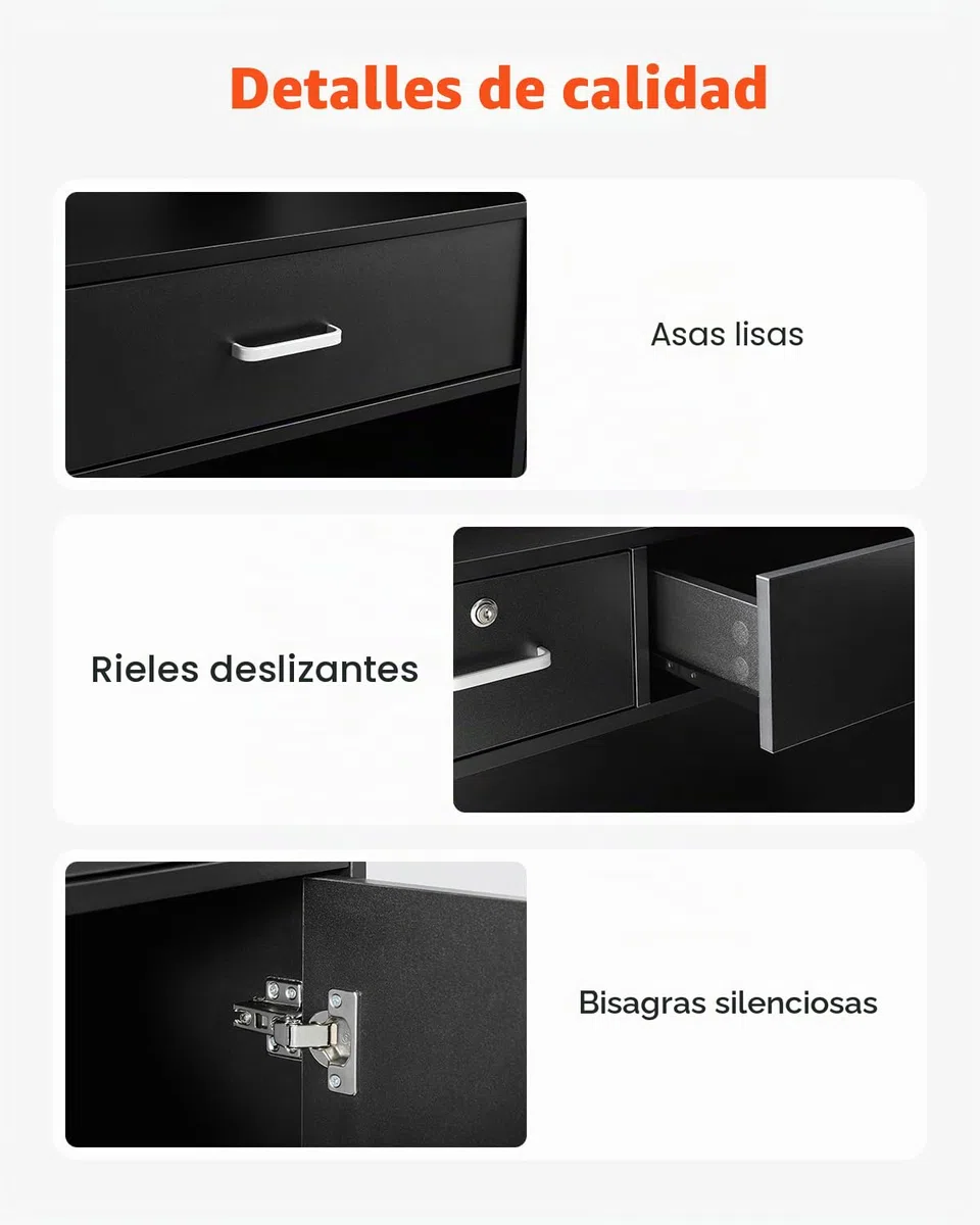 VEVOR Mostrador de Recepción 120x48x110 cm Mesa de Mostrador Frontal Rectangular Material Principal de MDF Mostrador de Venta Minorista para Caja, Vestíbulo, Salón de Belleza, Oficina, Negro