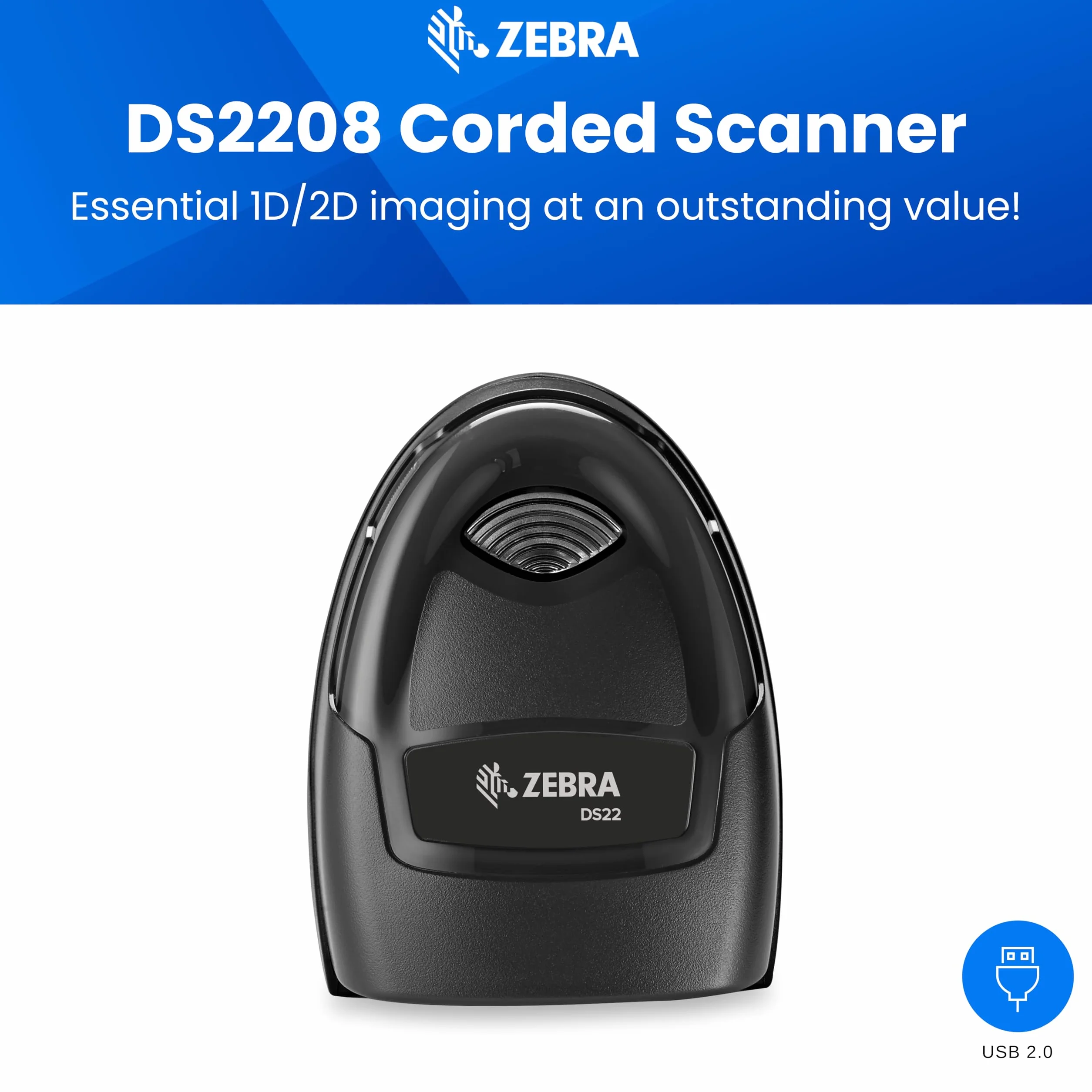 Zebra Technologies - DS2208-SR Negro USB Kit con soporte