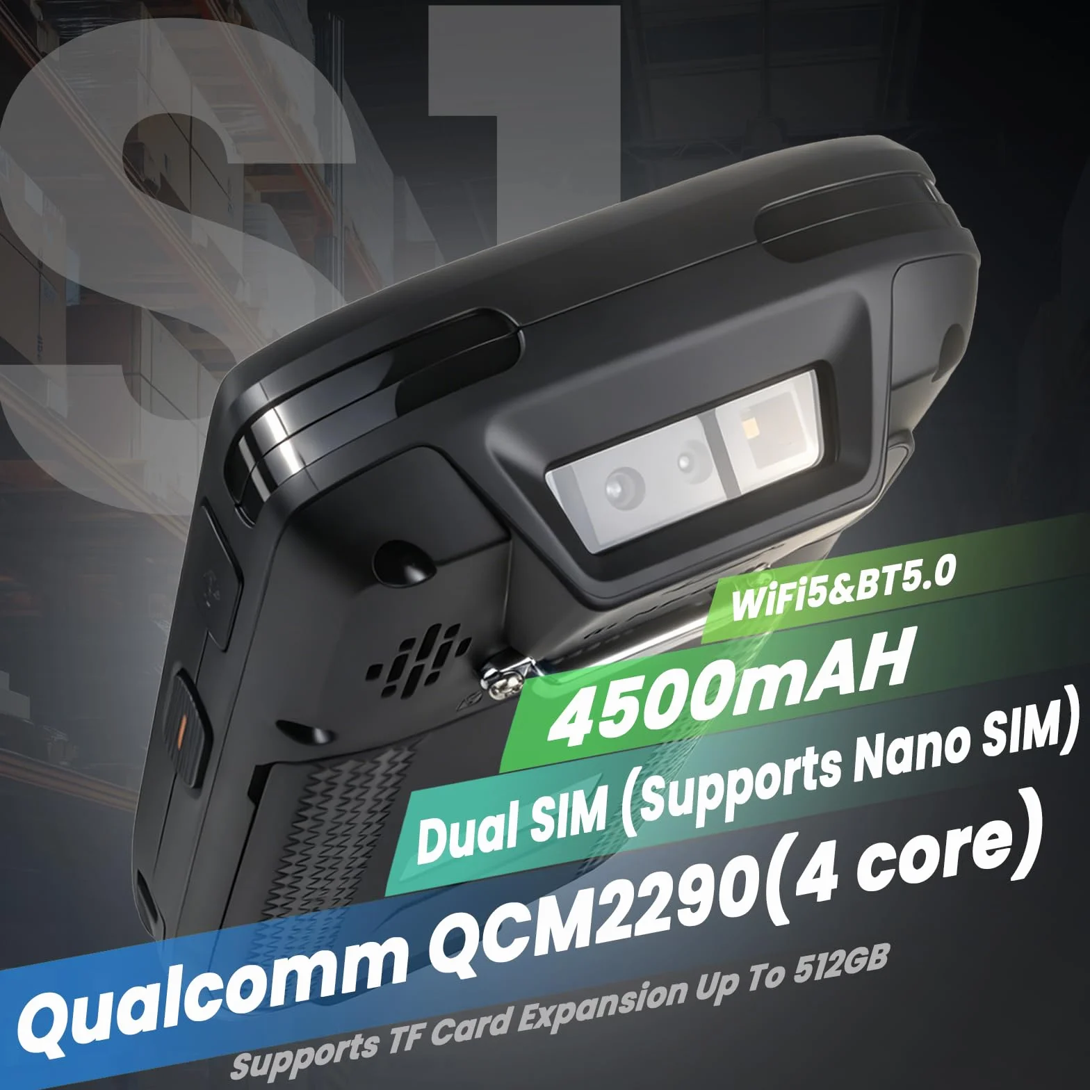 Escáner de código de Barras Android 13 de 4 + 64 GB, escáner de código de Barras Integrado 1D/2D/QR, BT, WiFi Qualcomm Portalbe escáneres para inventario, computadora móvil de Mano PDA para almacén