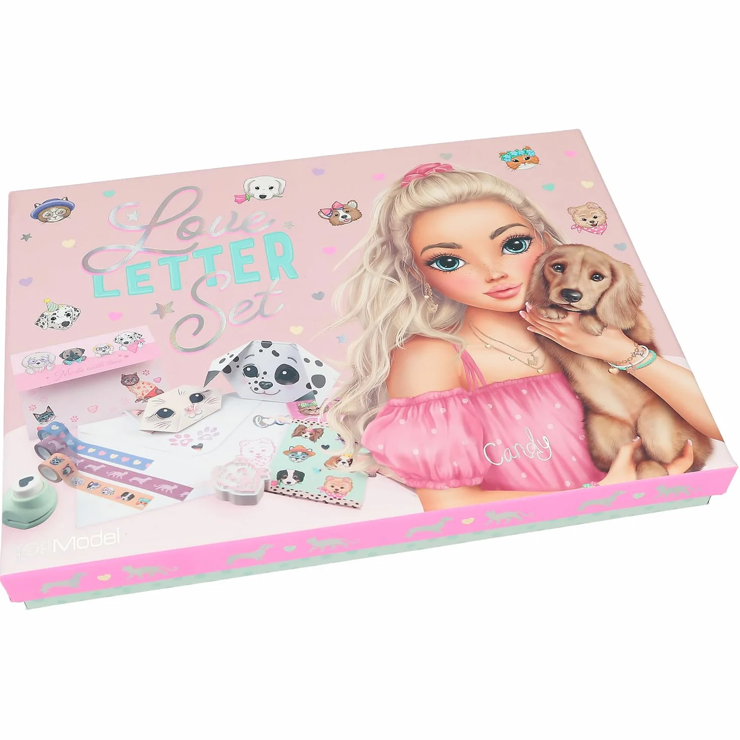 Depesche 12881 TOPModel Kitty and Doggy - Set de Letras a Mano en diseño de Perros y Gatos, Incluye Papel de Carta, Sobres, Pegatinas, Sello UVM.