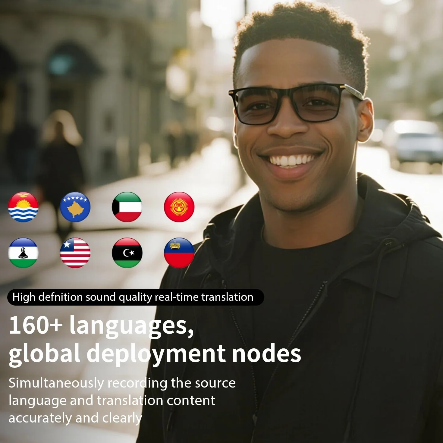 Gafas Inteligentes Bluetooth AI con más de 160 Idiomas, Lentes Que cambian de Color, Altavoz Integrado y Audio Claro - Gafas de traductor de Voz en Tiempo Real para Viajes, reuniones y Uso