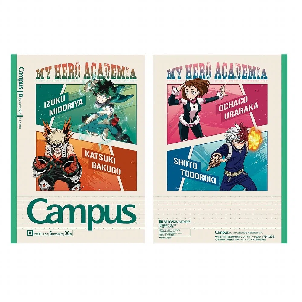 Juego de 5 cuadernos Showa My Hero Academia, cuaderno de campus, rayado B, 119590002