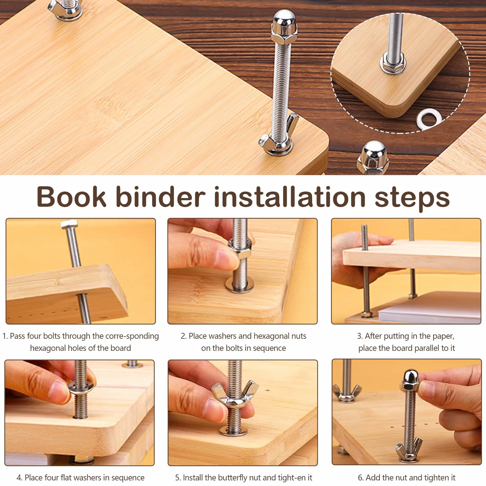 BonjumePrensa De Madera Para Libros, Juego De Encuadernación Multifuncional Para DIY Y Tapicería - 30 x 19,2 cm
