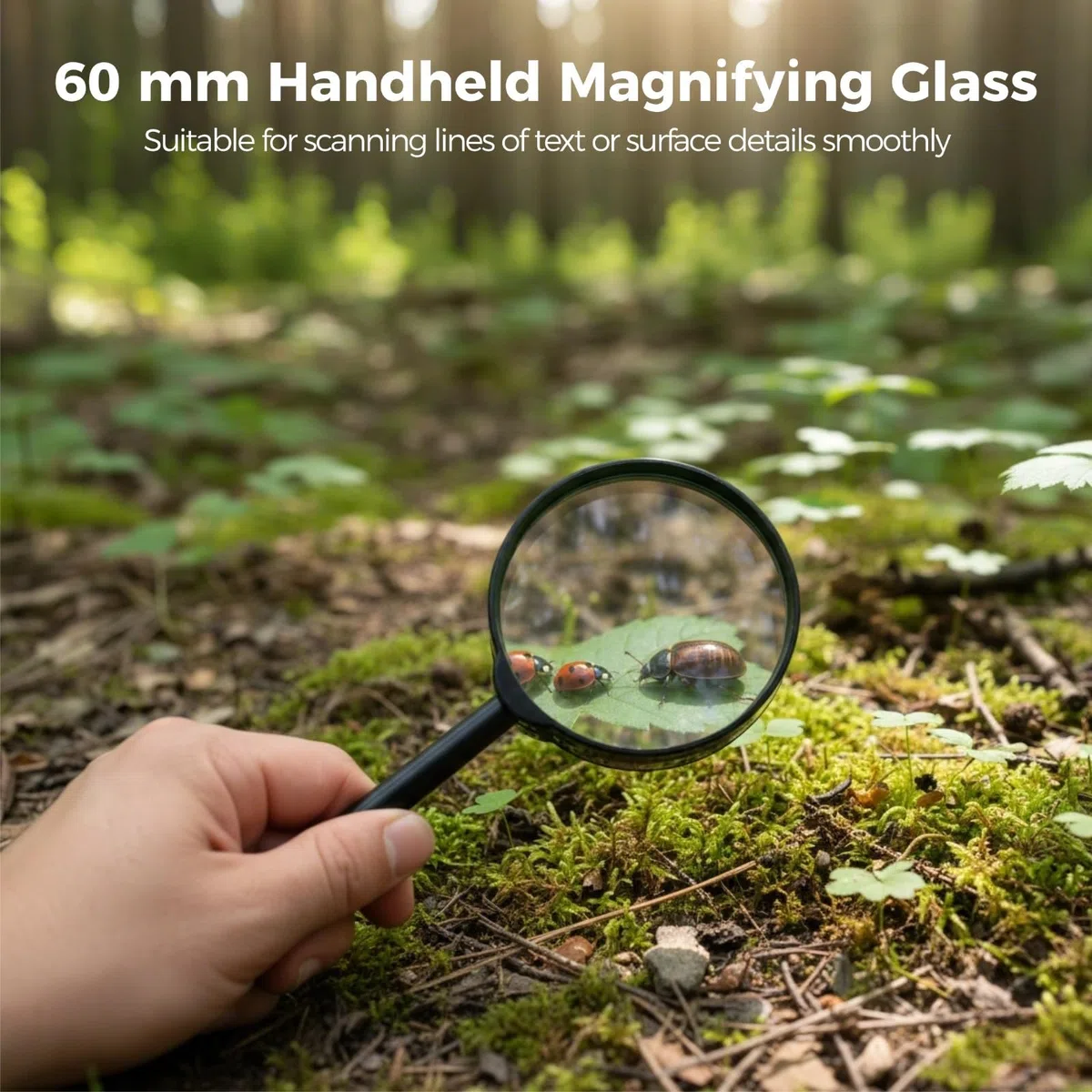Juego de 48 lupas de mano de 60 mm de alta transmitancia, lupa de lectura con 2 opciones de 3.8 x 4.5 x 5.5 x, lupa manual ligera para una visualización de detalles finos