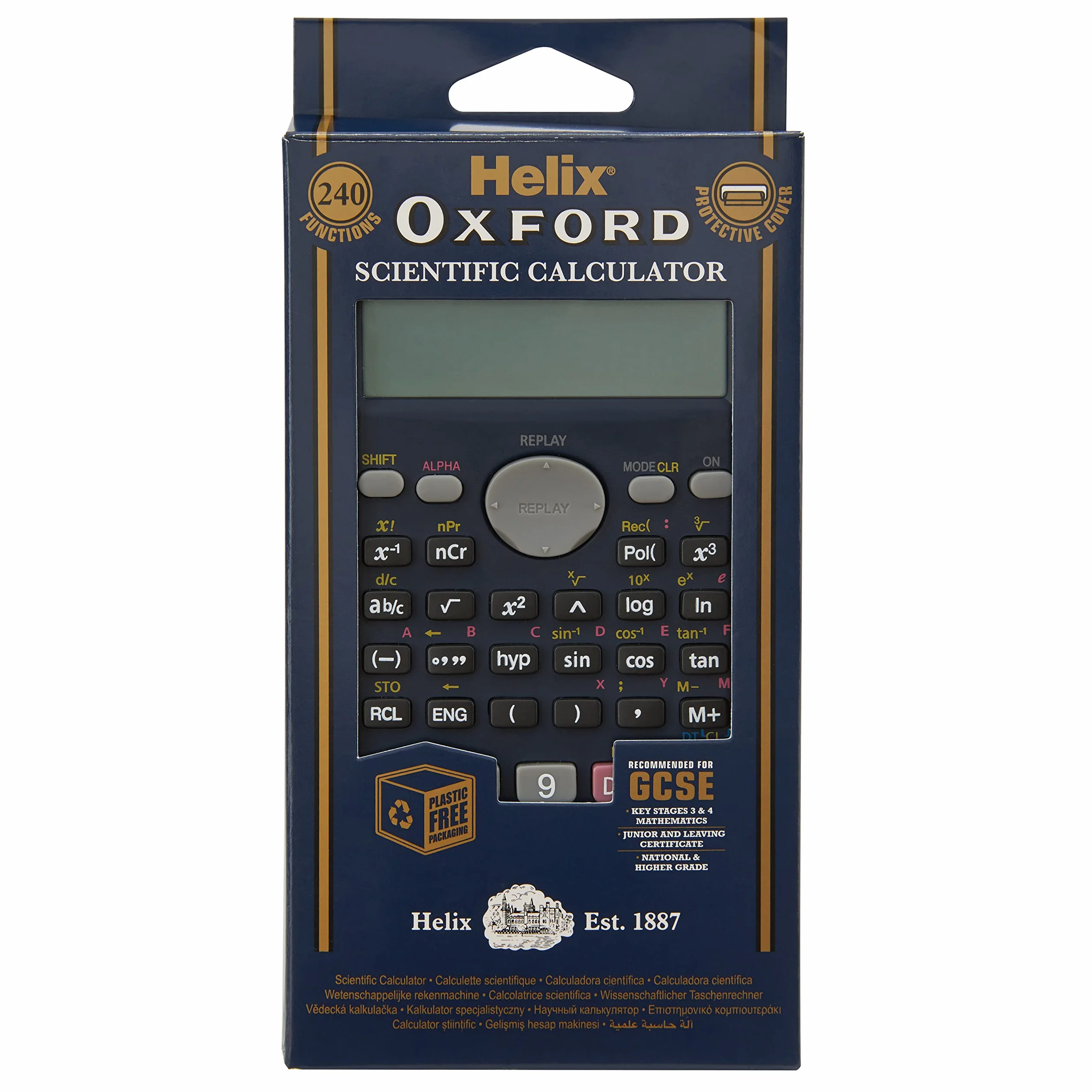 Helix Oxford RC2072 - Calculadora científica (240 funciones), color azul oscuro