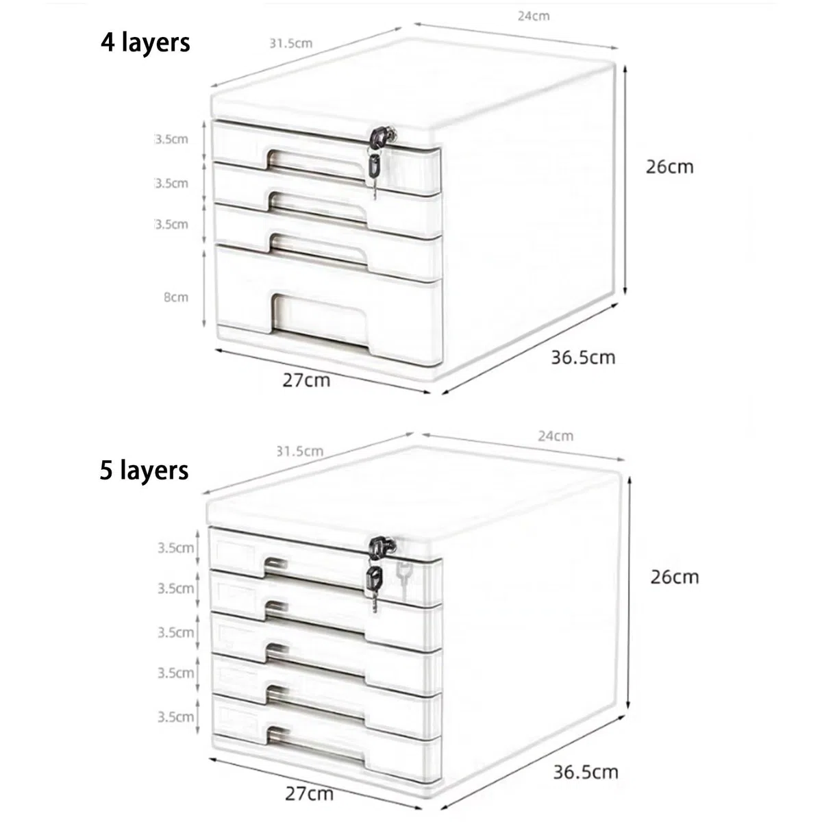 Organizador Escritorio Archivador De Documentos A4 De 4/5 Capas, Organizador De Escritorio Con Cerradura Y Cajones, Para Oficina Y Hogar, Soporte Seguro Para Papel Y Papelería(Grigio,4-layers)