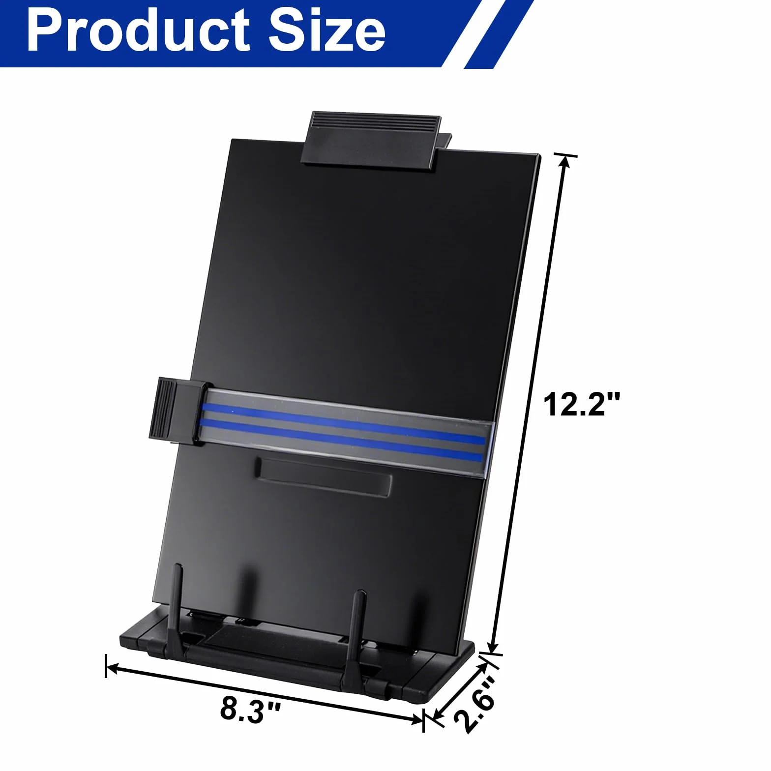 Lawei set de 2 Soporte para documentos de sobremesa con pinza ajustable y guía de líneas - Atril para documentos, cartas, legal y A4, hasta 150 hojas