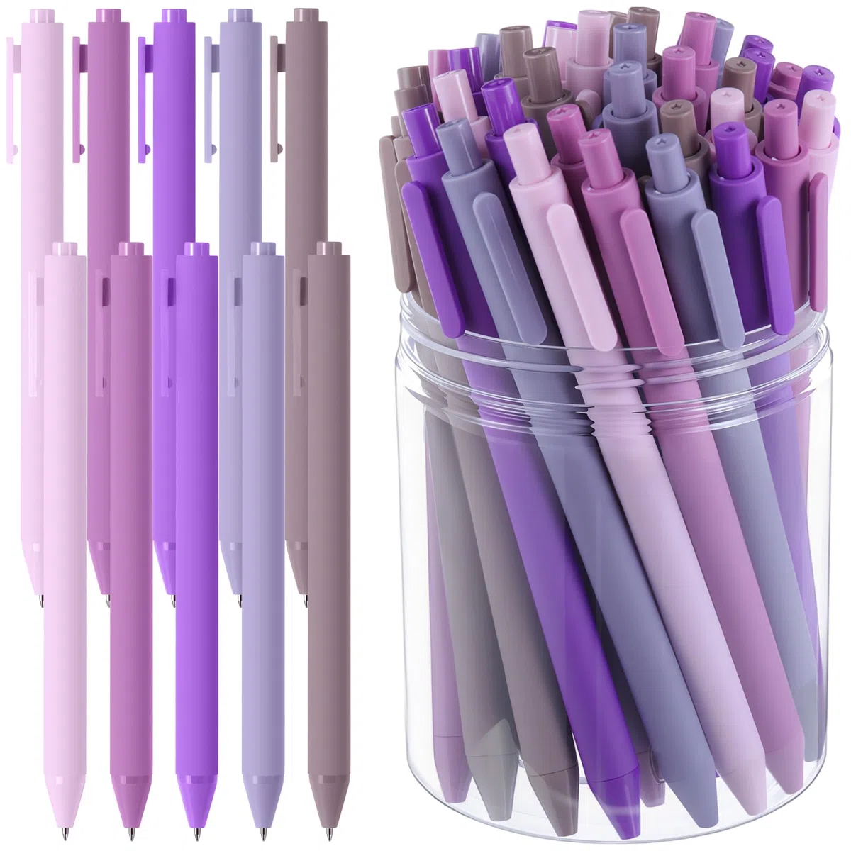 Crtiin 50 bolígrafos de tinta de gel de tinta negra a granel, escritura suave, bonitos bolígrafos coloridos para el regreso a clases, primer día de escuela, profesores, estudiantes, servidores