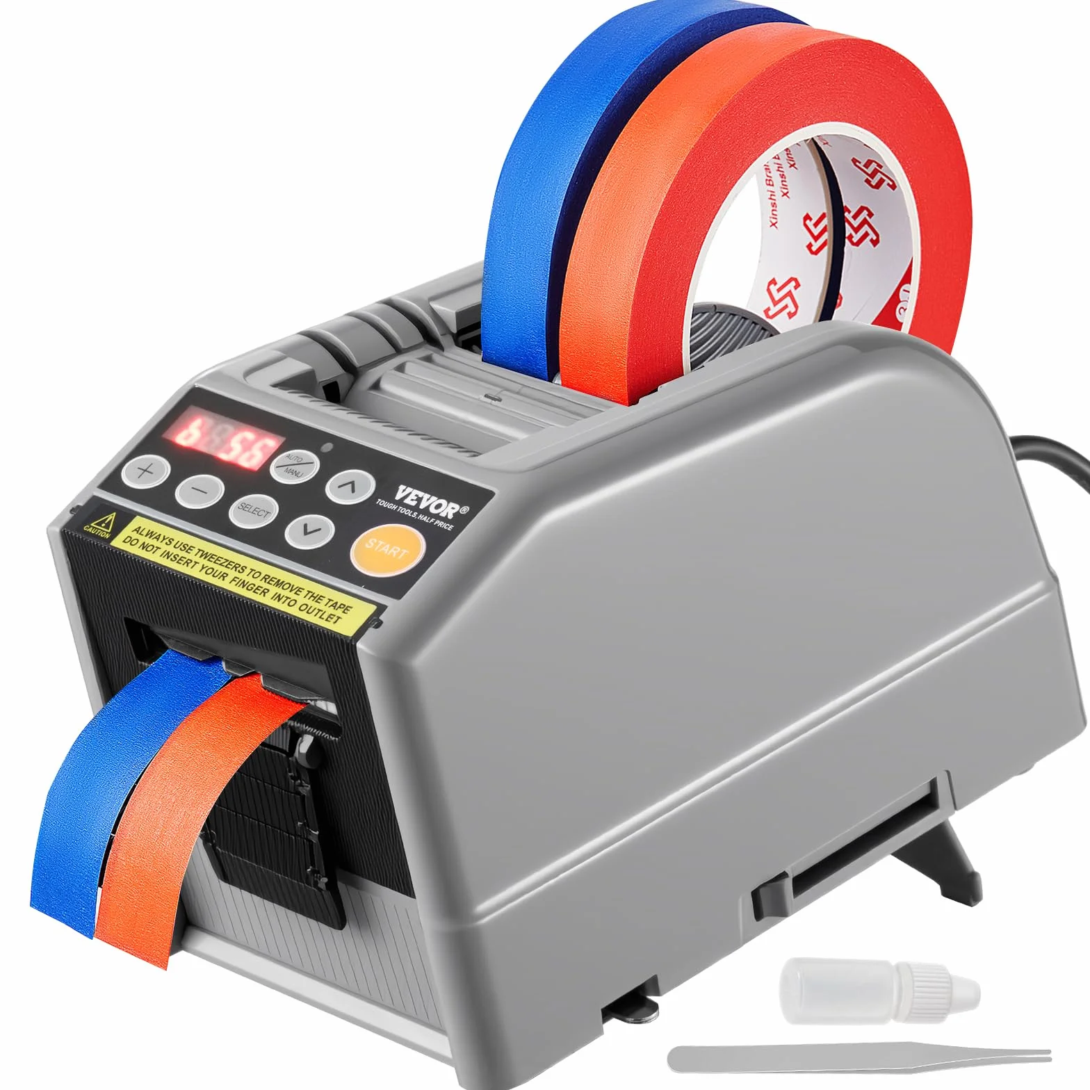 VEVOR Dispensador Automático de Cinta Cortador de Cinta Eléctrico de 25 W Máquina Cortadora de Cinta Ancho de Cinta 6-60 mm Longitud de Cinta 5-999 mm para Industrias, Oficinas, Hogares, Tiendas