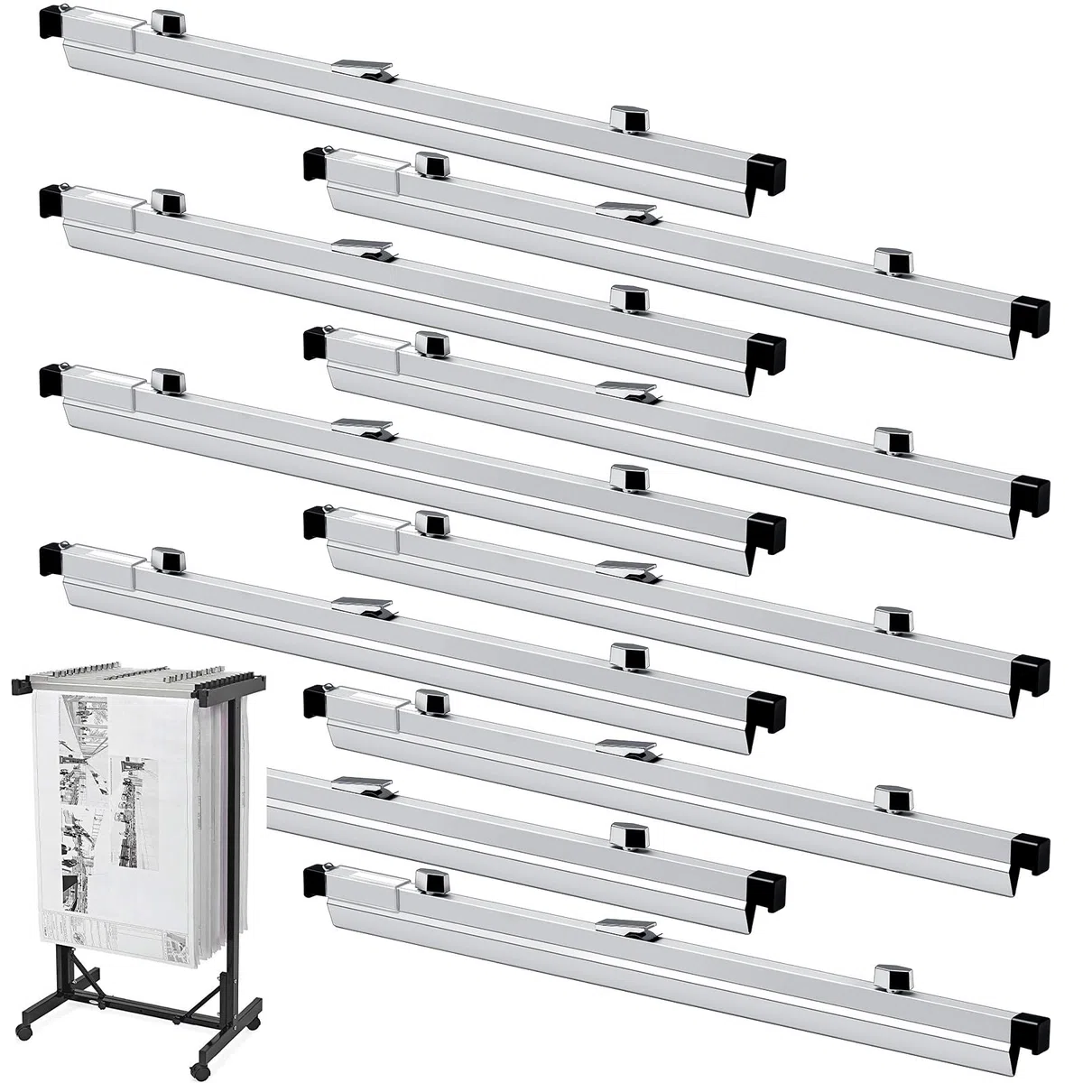 ReliThick 10 abrazaderas de 25.8 pulgadas para colgar archivos, carpetas organizadoras de almacenamiento para carteles de papel de construcción, planes, dibujos, artes
