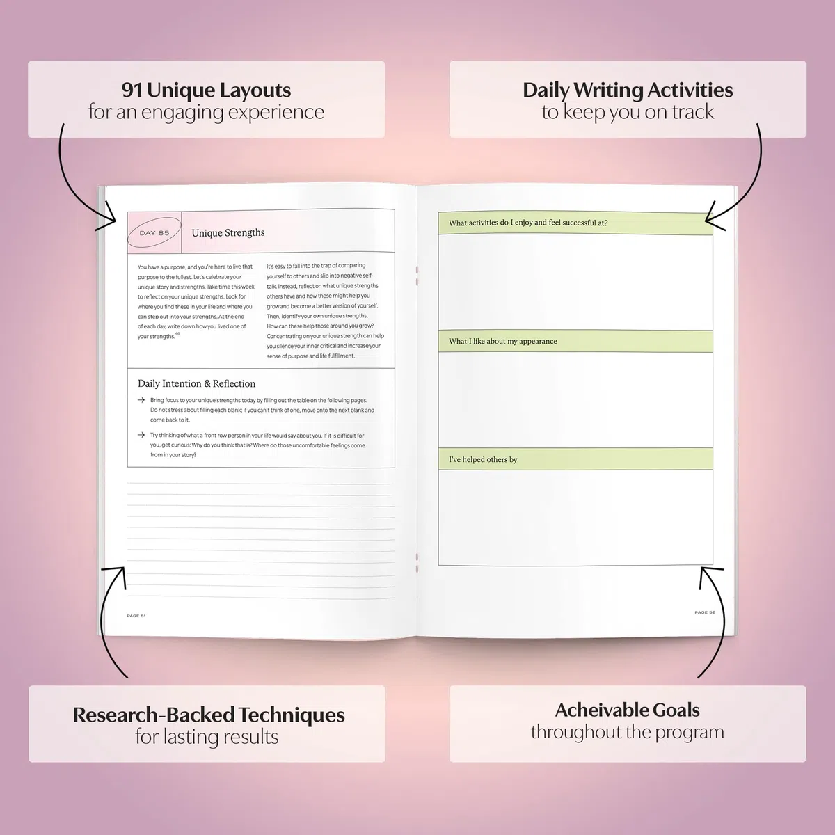 The Self-Talk Journals - Recomendado por terapeutas y respaldado por la ciencia, acaba con el diálogo interno negativo, las inseguridades, el auto-sabotaje y la gente agradable, aumenta la confianza